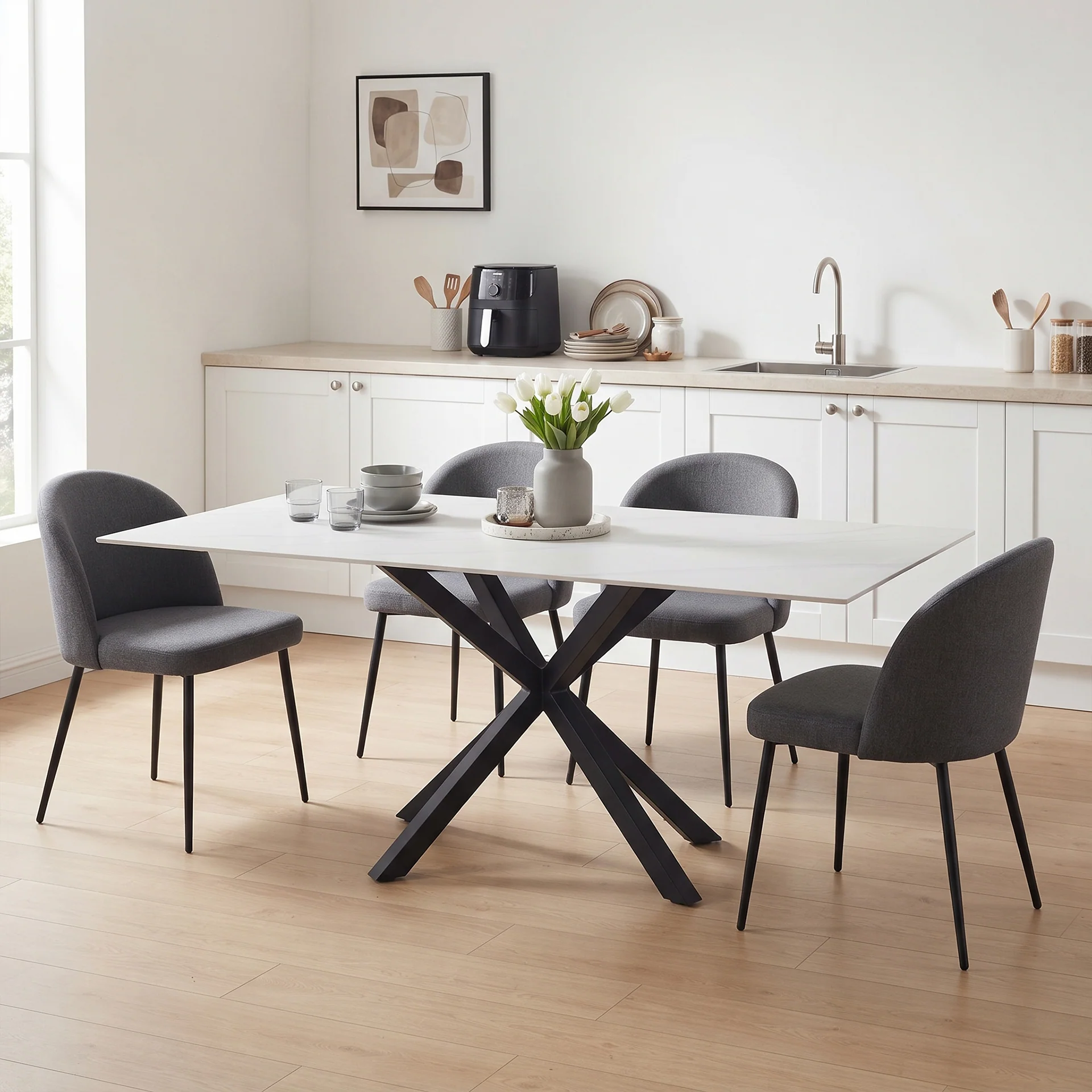 Frost Dining Table 180 x 90 x 78cm - White - Image 2