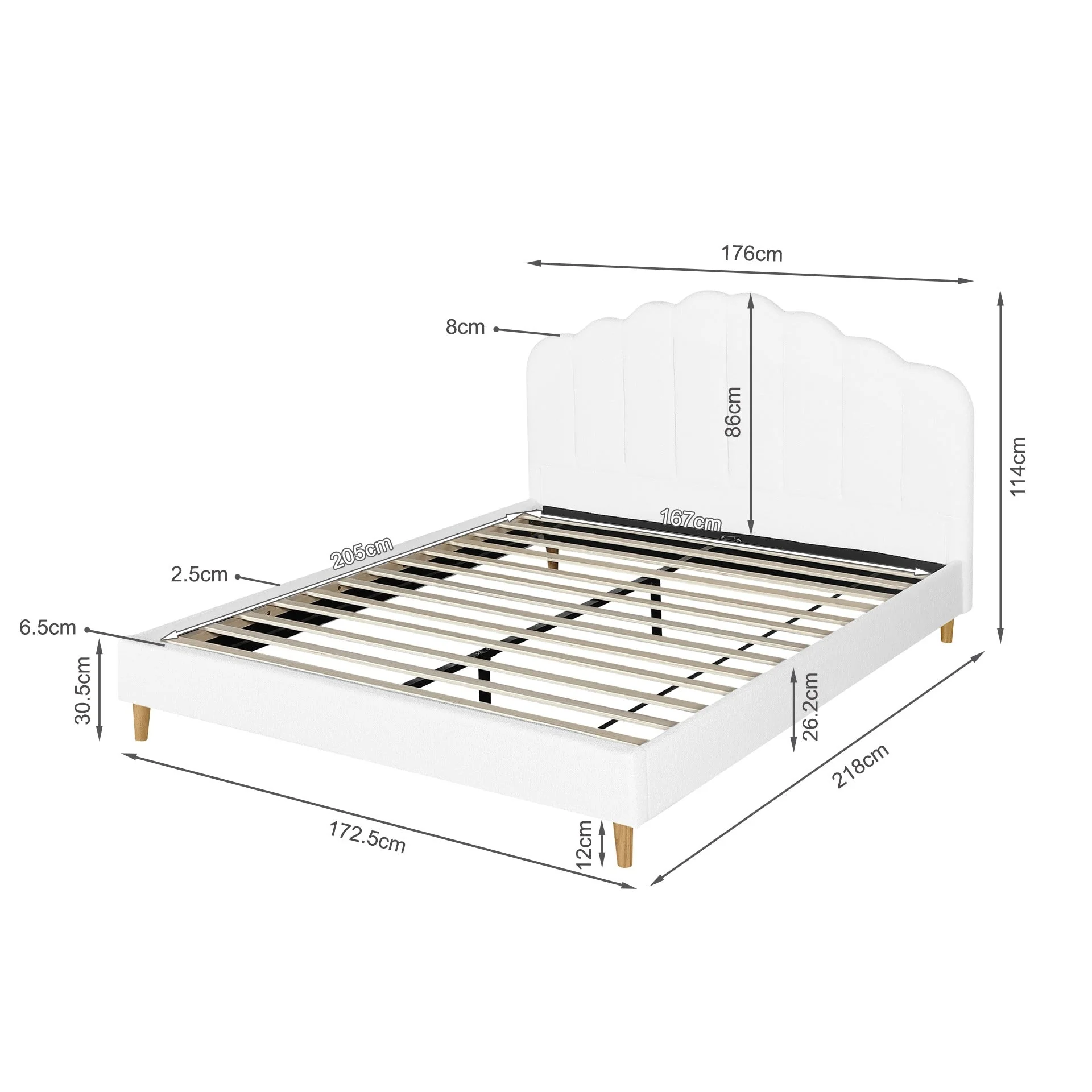 Gairich Boucle King Bed Frame - White - Image 10