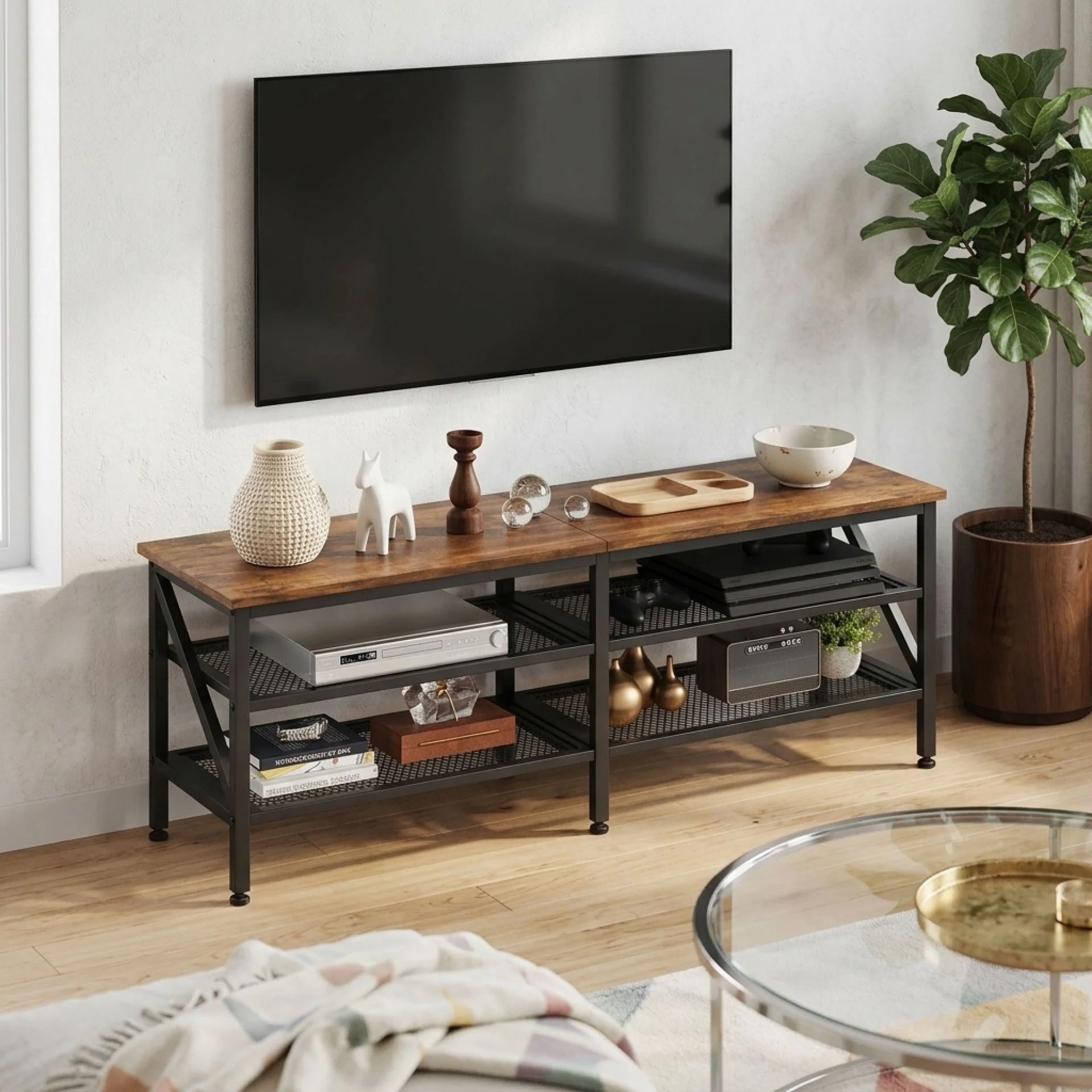 Gambia 1.4m Entertainment Unit - Rustic Brown