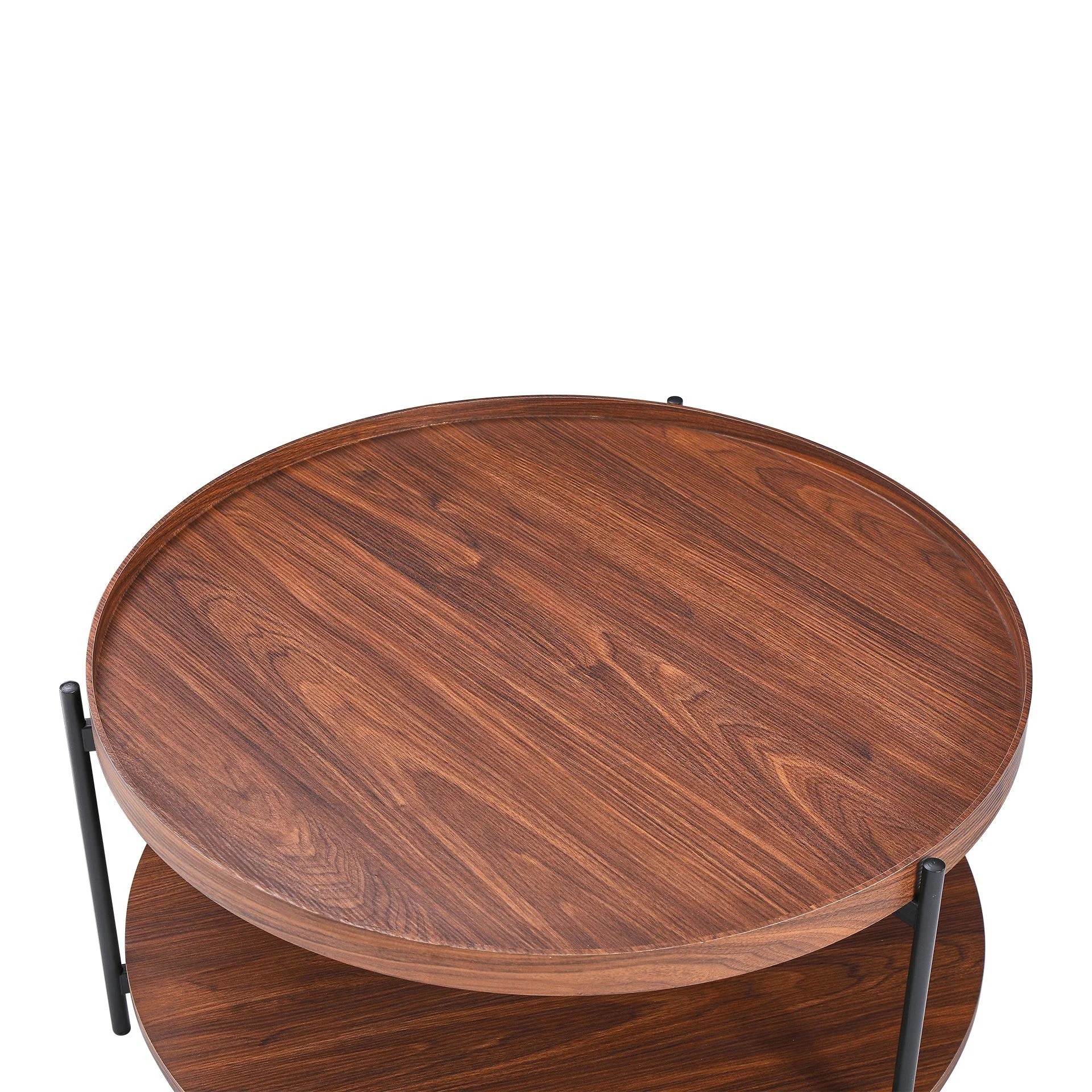 Gaylen Round Coffee Table 80cm - Brown + Black - Image 5
