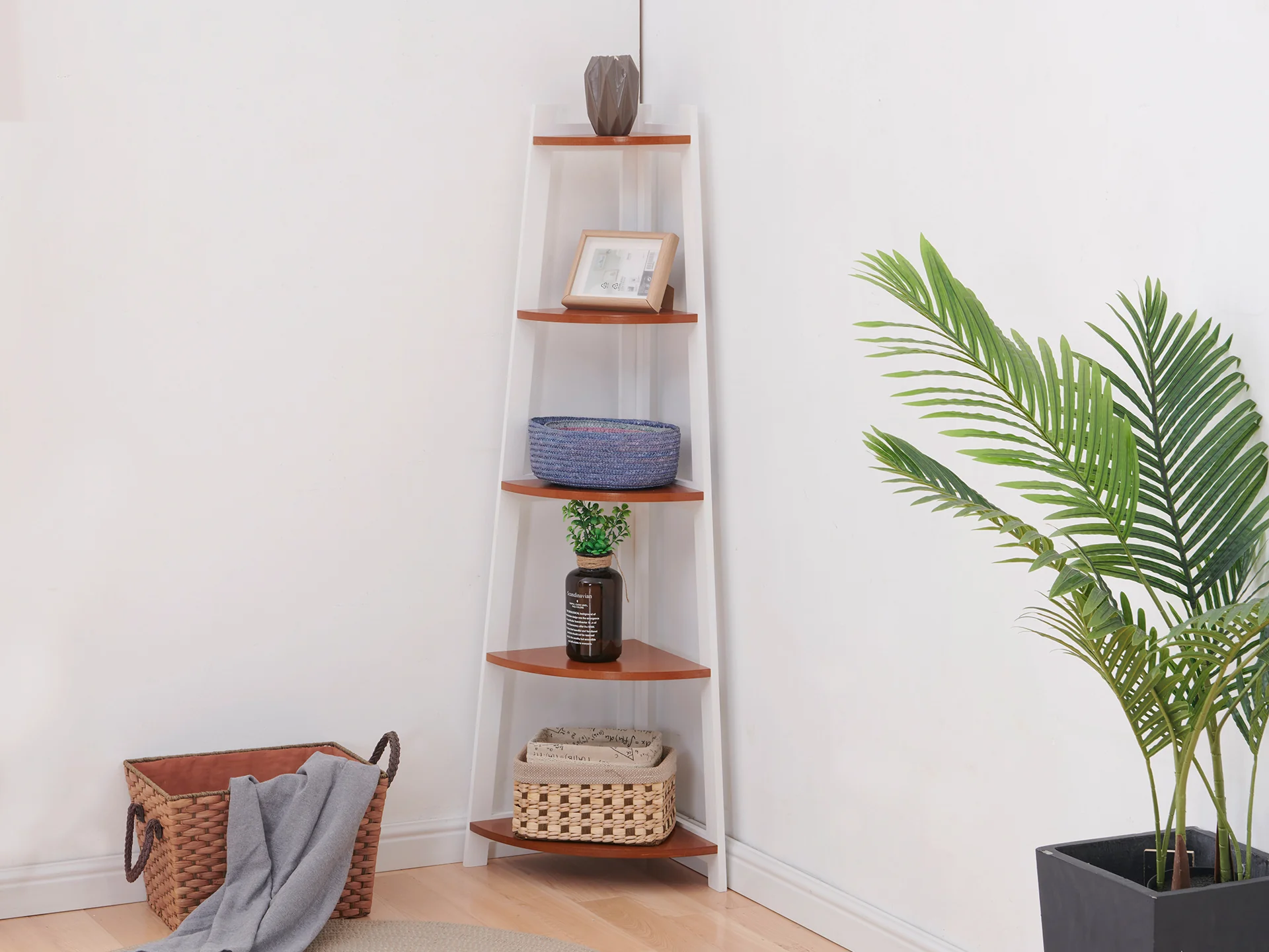 GLAZIER 5 Tier Corner Shelf - WHITE - Image 3