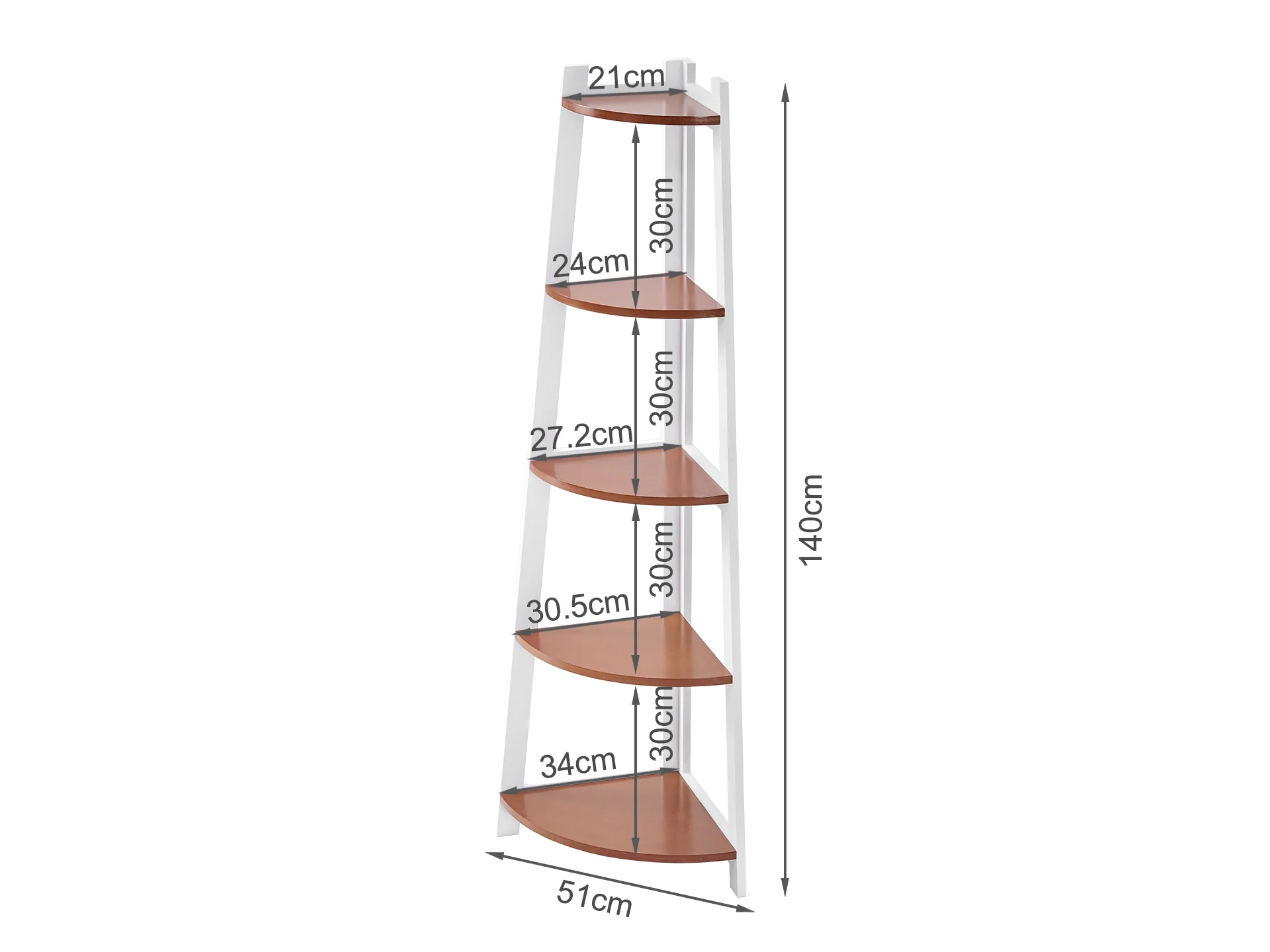 GLAZIER 5 Tier Corner Shelf - WHITE - Image 8