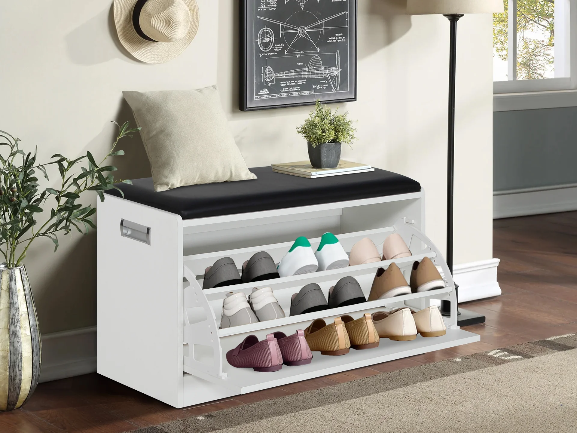 Gloria Wooden Shoe Rack 3 Layer - White