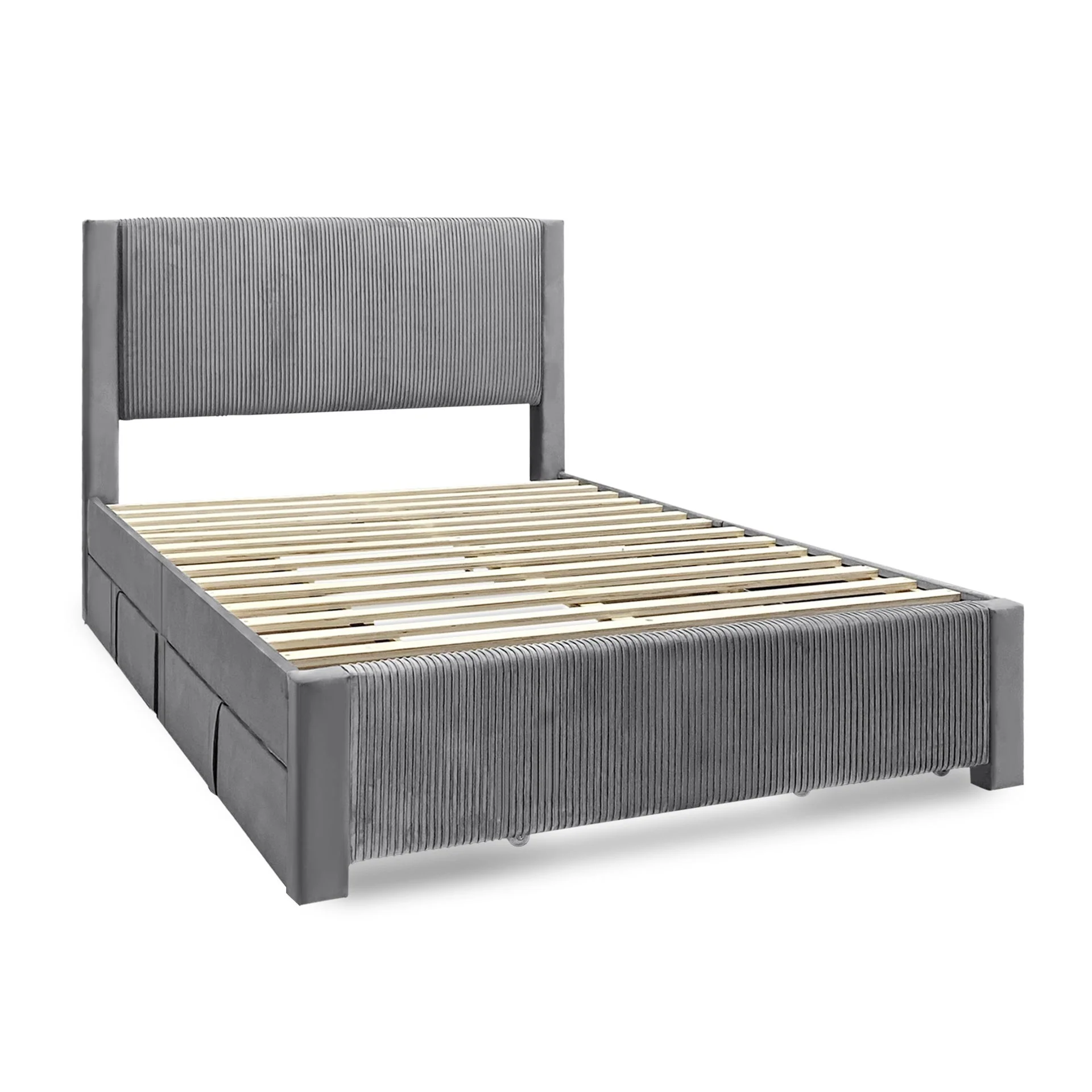 Gower Double Fabric Bed Frame with 4 Drawers - Grey - Image 11