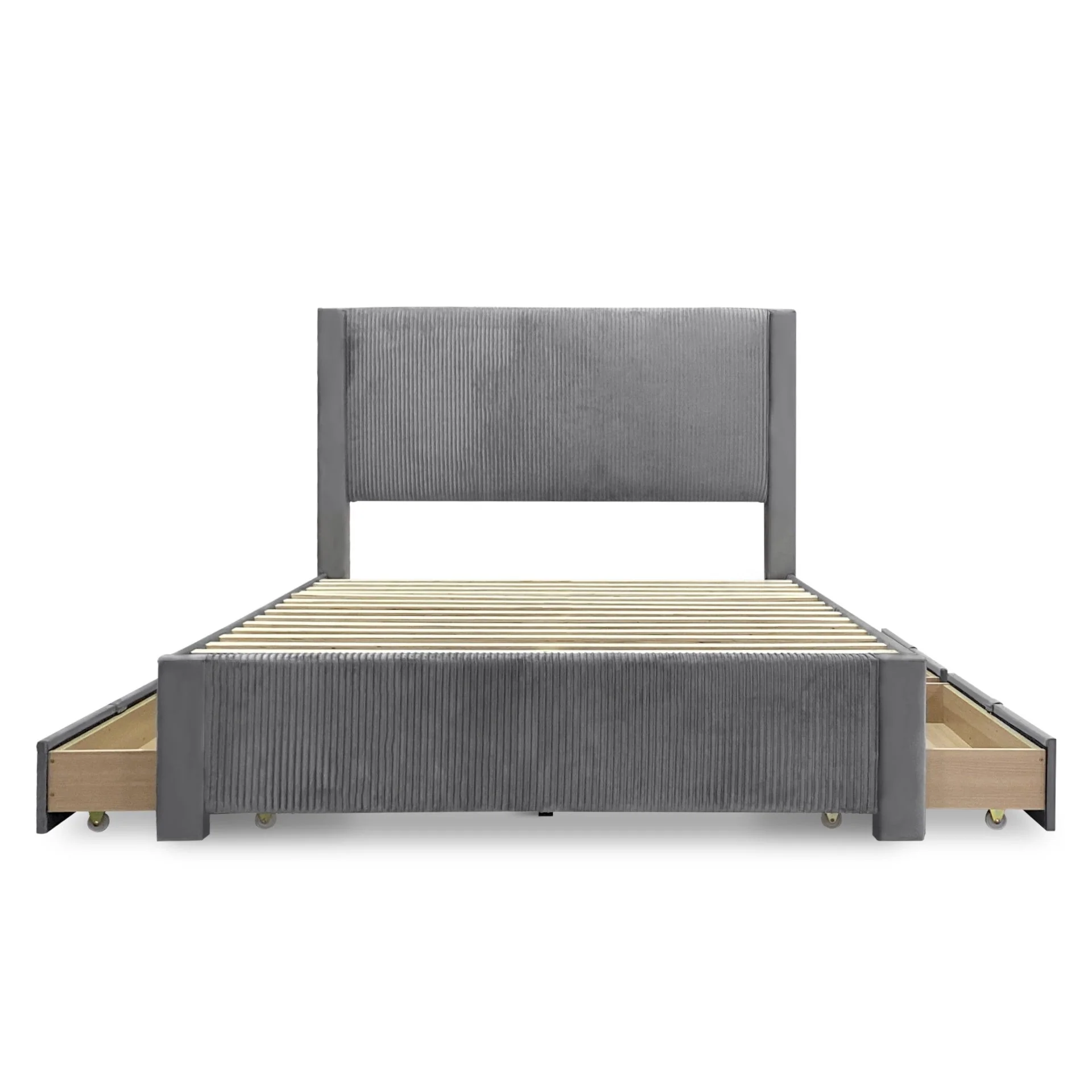 Gower Double Fabric Bed Frame with 4 Drawers - Grey - Image 12