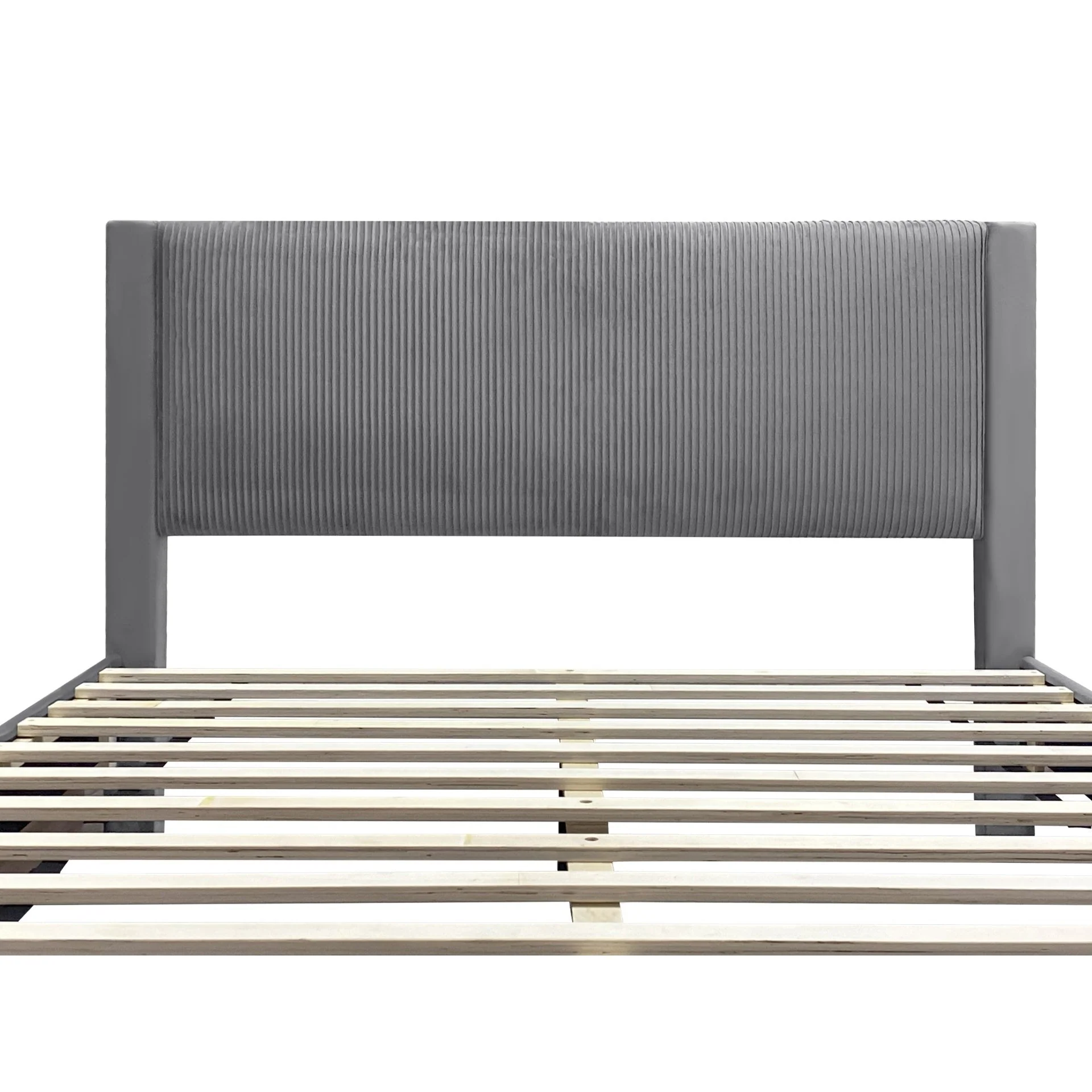 Gower Velvet Queen Bed Frame with 4 Drawers - Grey - Image 11
