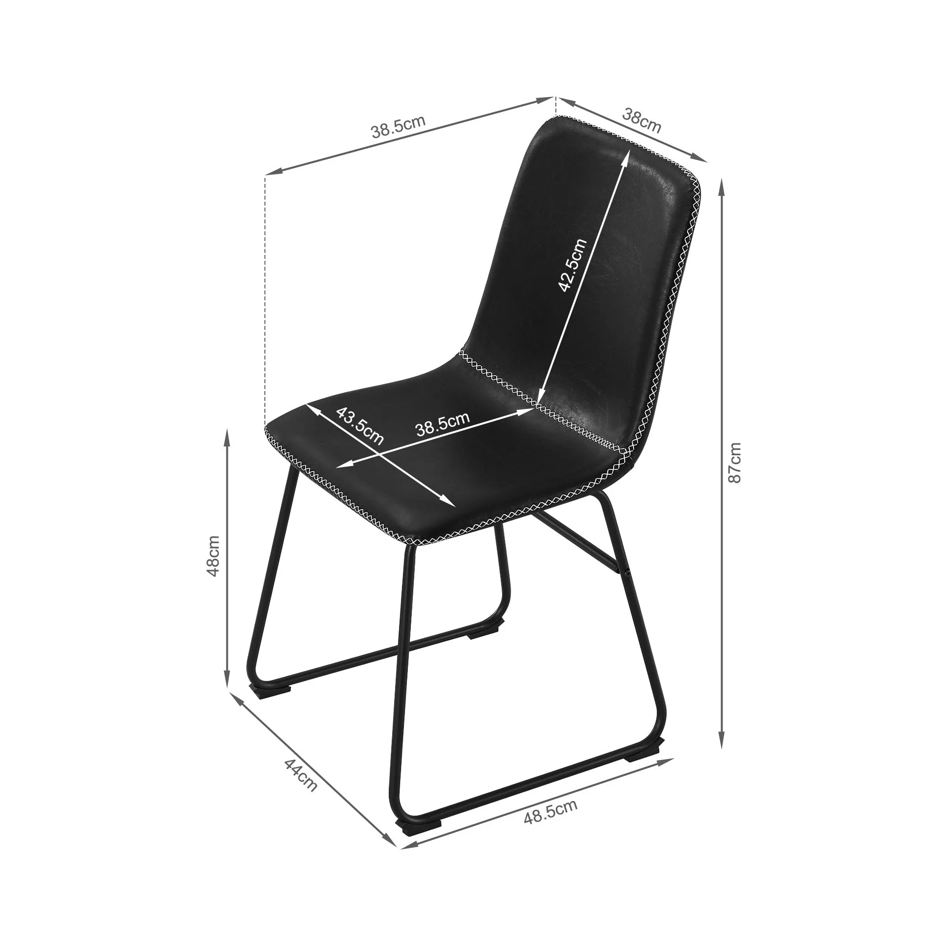 Grayson PU Leather Dining Chair - Set of 2 - Black - Image 13