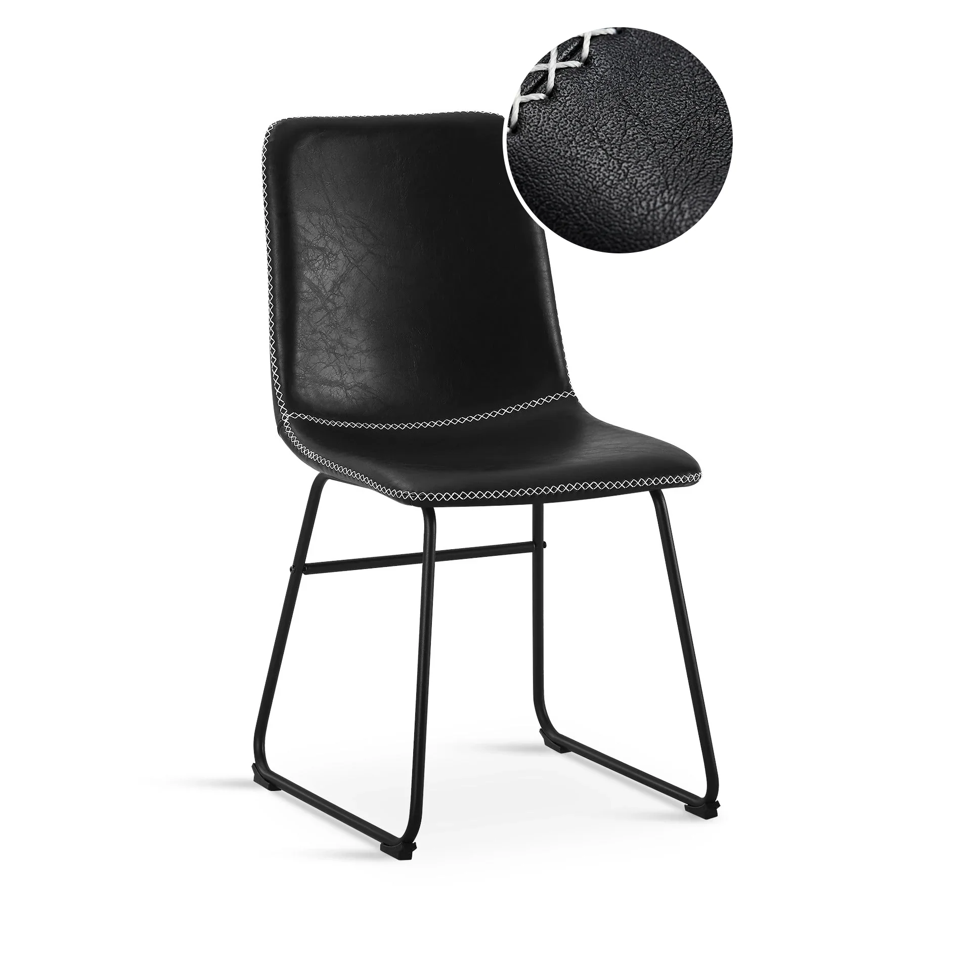 Grayson PU Leather Dining Chair - Set of 2 - Black - Image 8