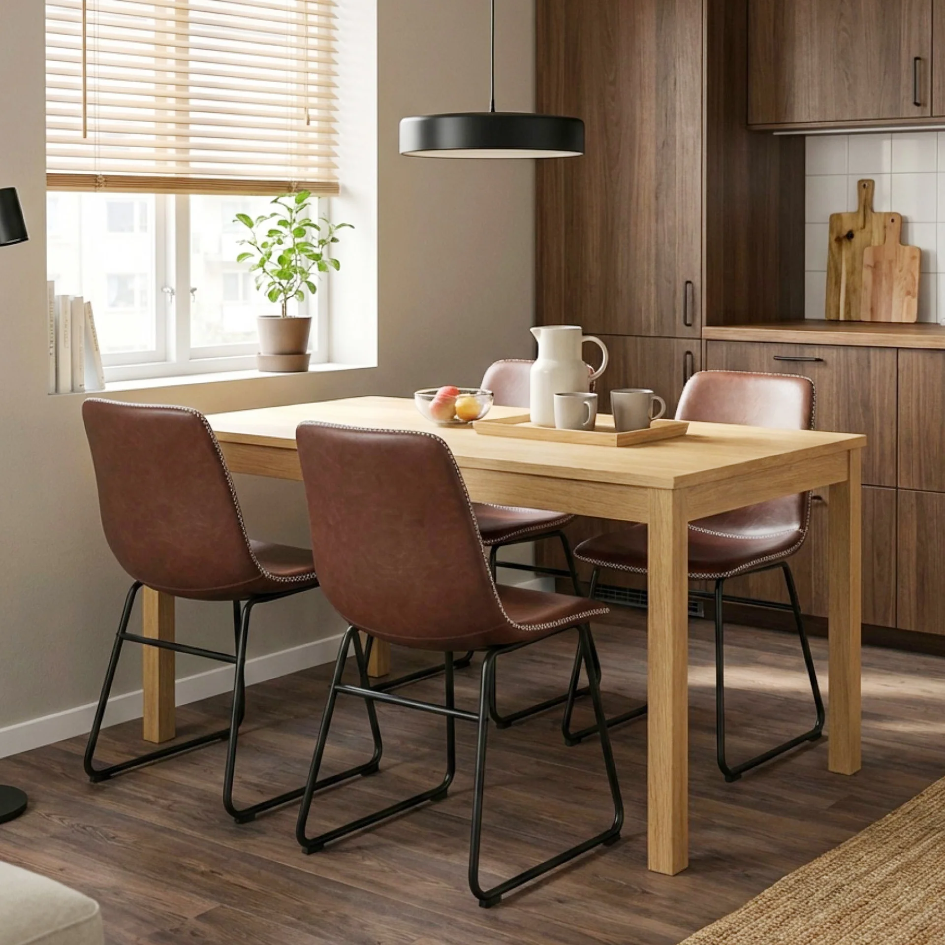 Grayson PU Leather Dining Chair - Set of 2 - Brown - Image 3