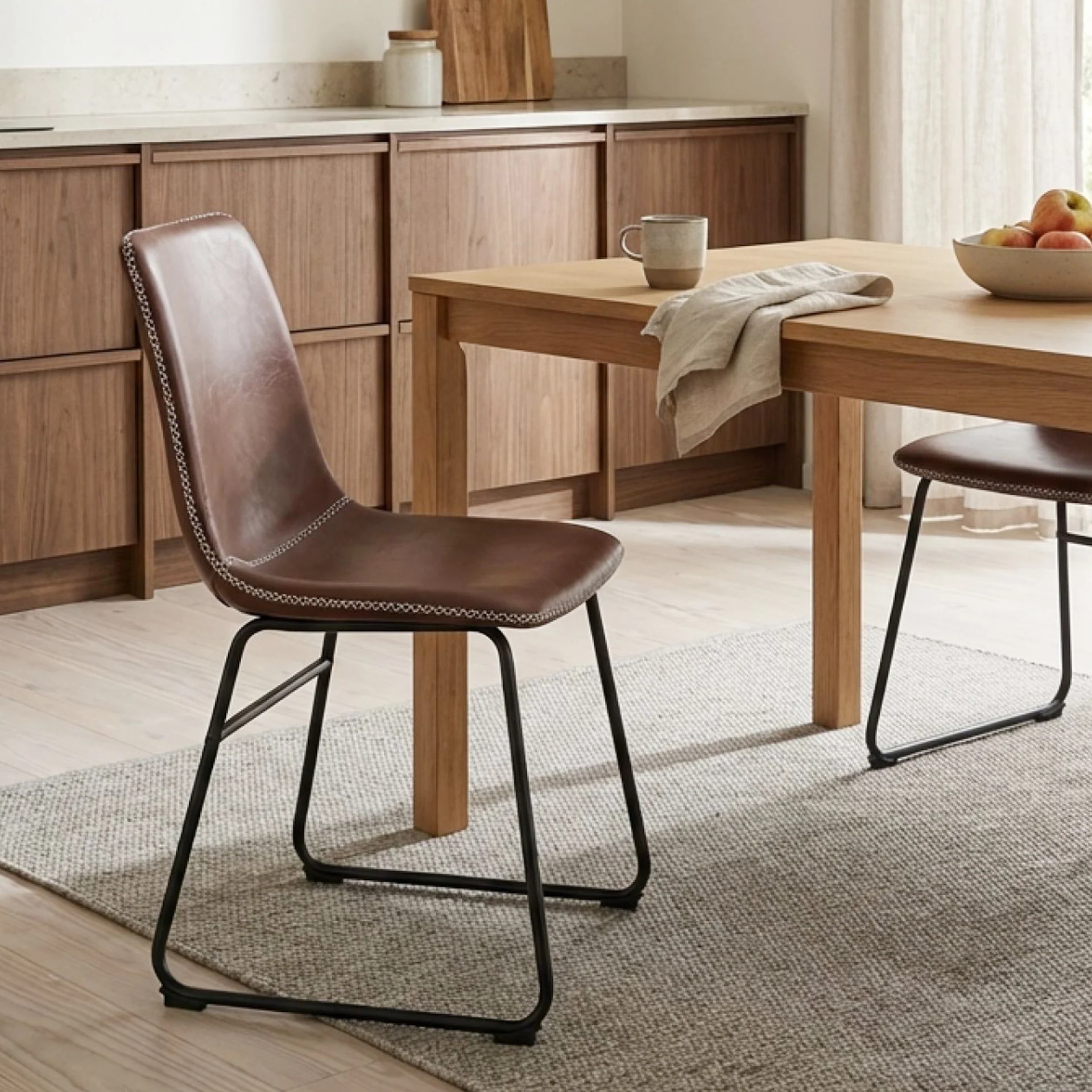 Grayson PU Leather Dining Chair - Set of 2 - Brown - Image 4