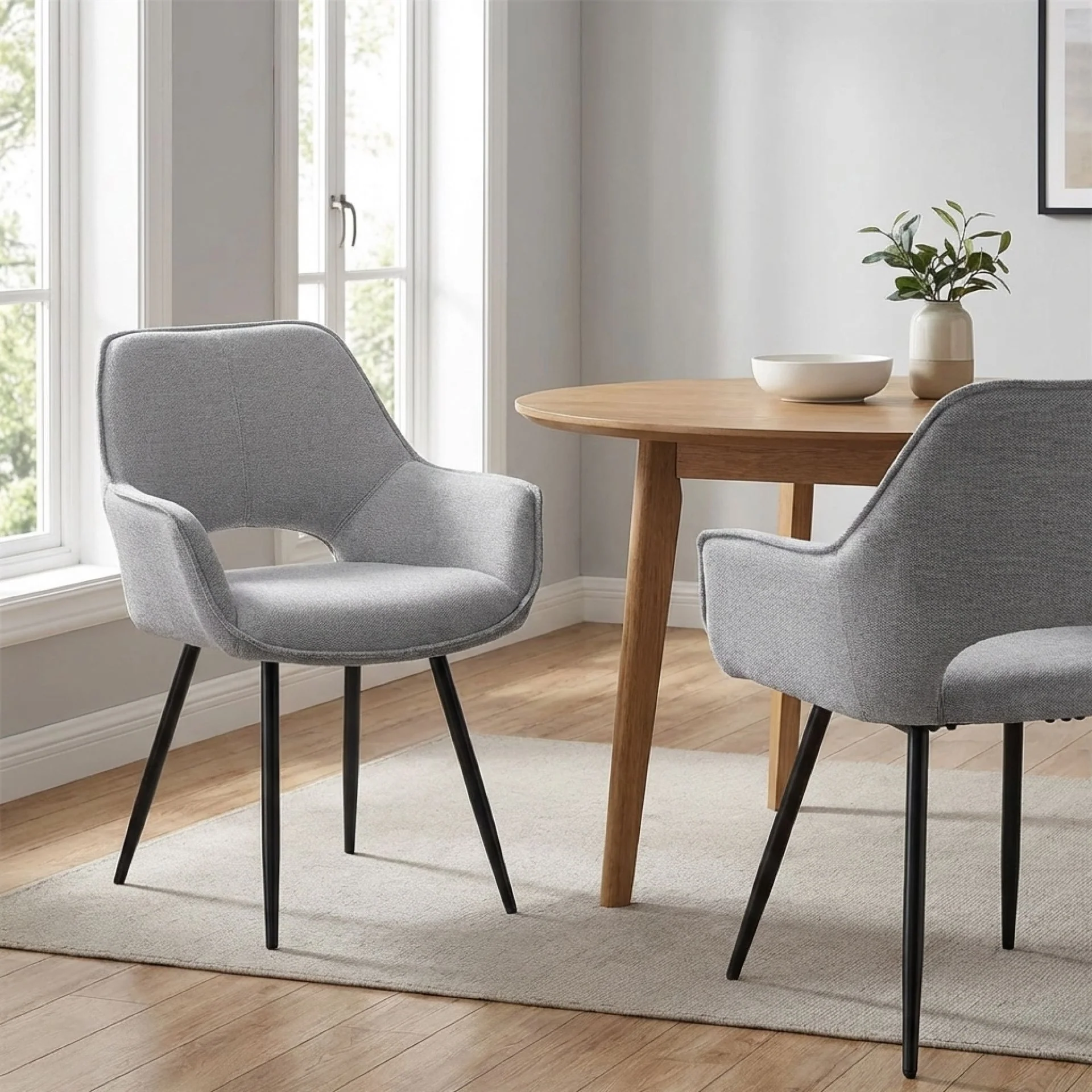 Griselda Velvet Dining Chair - Set of 2 - Grey