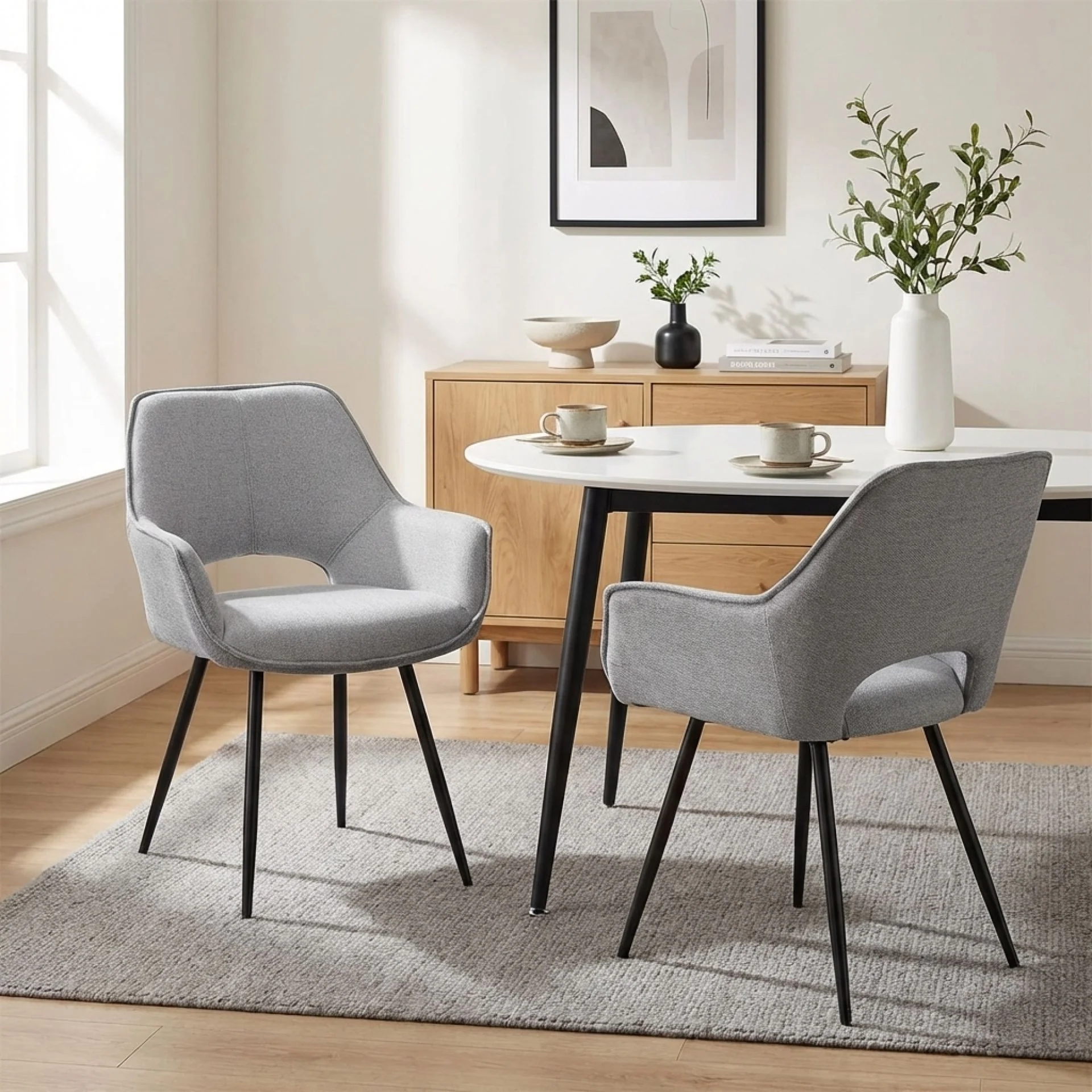 Griselda Velvet Dining Chair - Set of 2 - Grey - Image 3