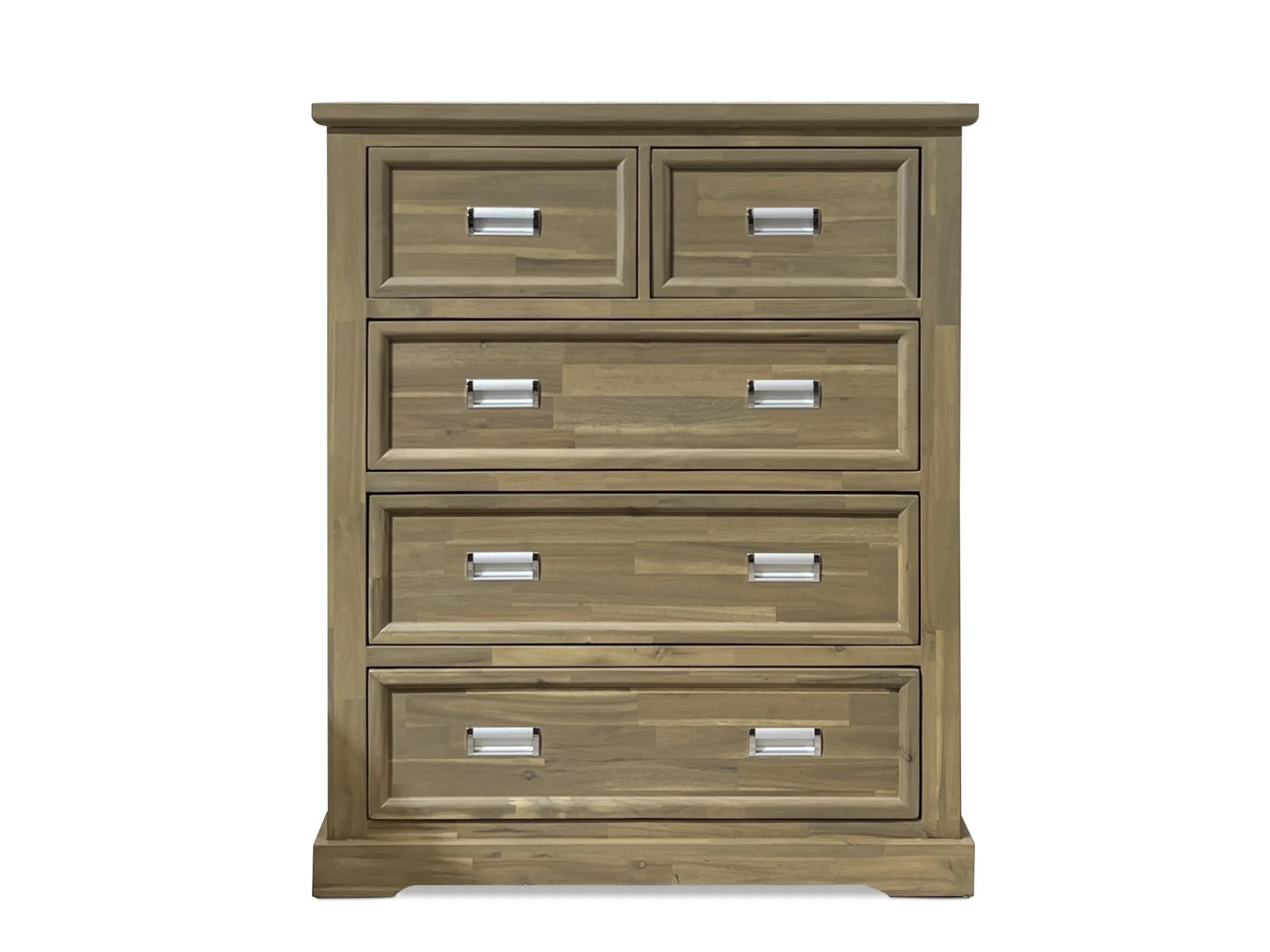 Hadley Solid Acacia Wood 5 Drawer Tallboy - Emerland Grey - Image 2