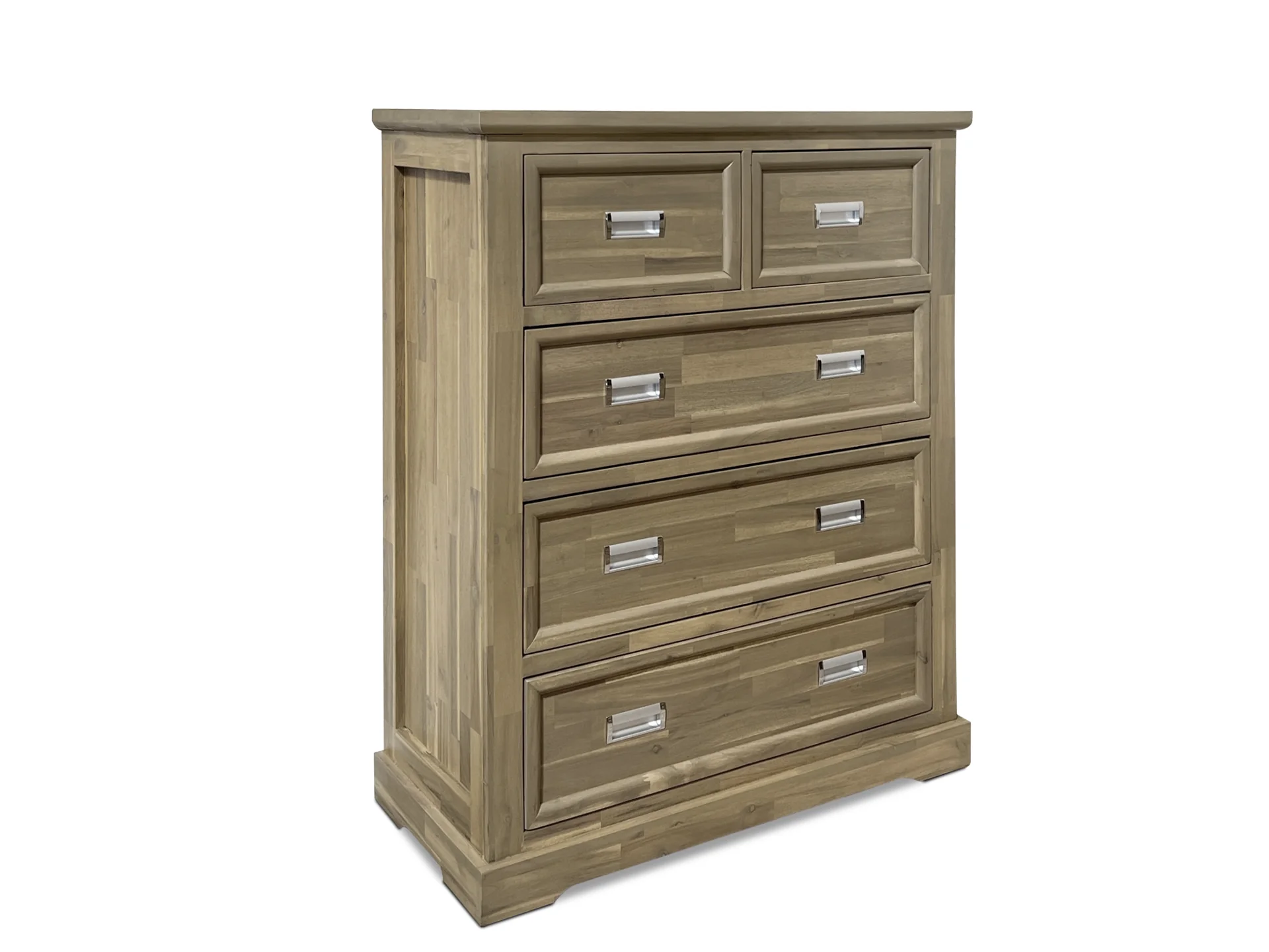 Hadley Solid Acacia Wood 5 Drawer Tallboy - Emerland Grey - Image 7