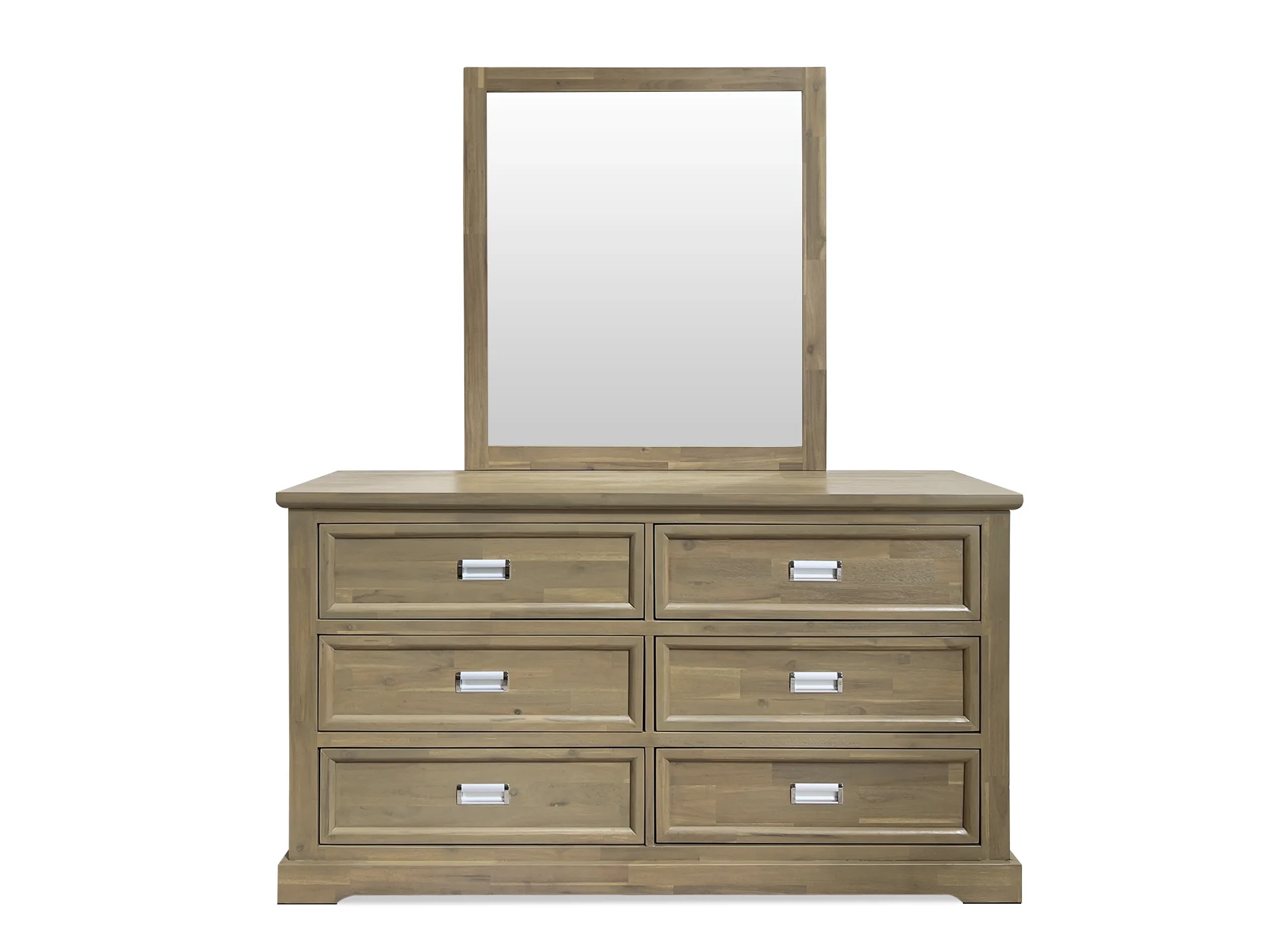 Hadley Solid Wood 6 Drawer Dresser with Mirror - Emerland Grey - Image 2