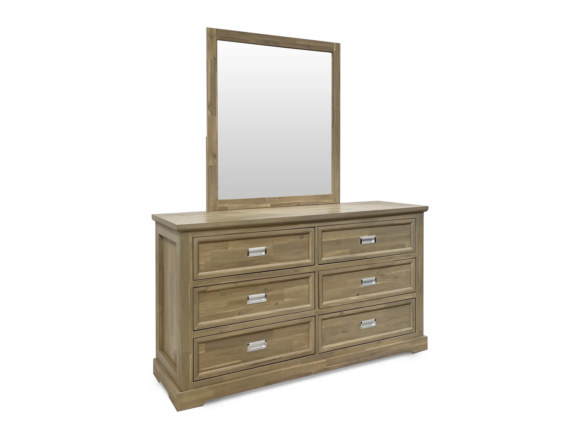 Hadley Solid Wood 6 Drawer Dresser with Mirror - Emerland Grey - Image 6