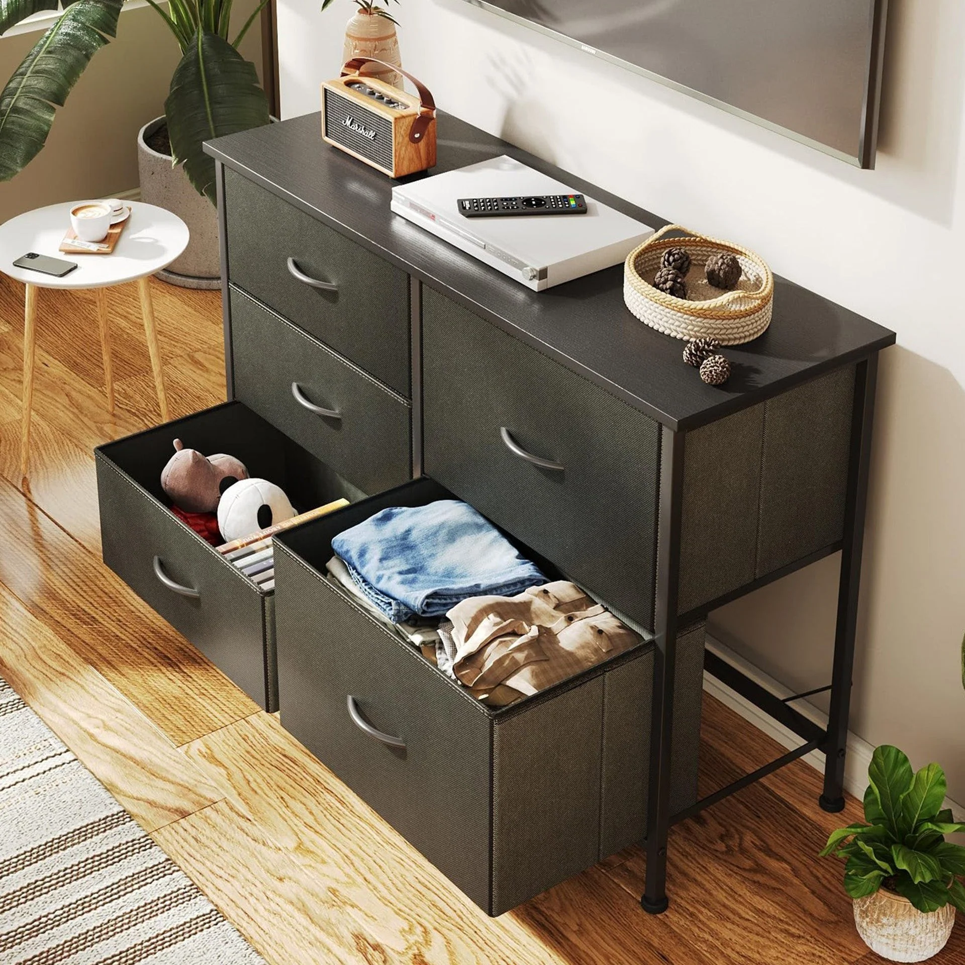 Hailey 5 Drawers Lowboy - Black - Image 4