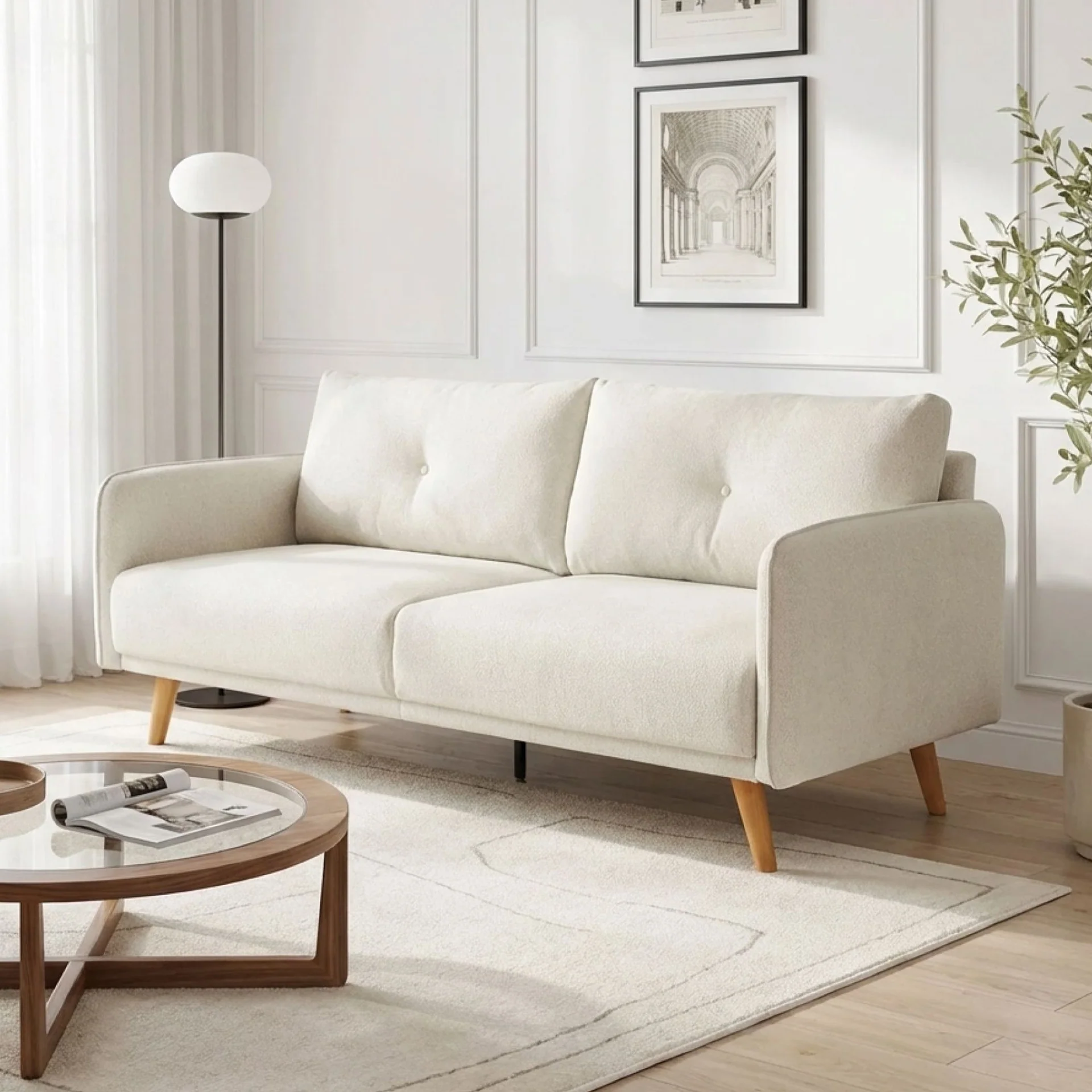 Harlan 3 Seater Sofa - Beige - Image 3