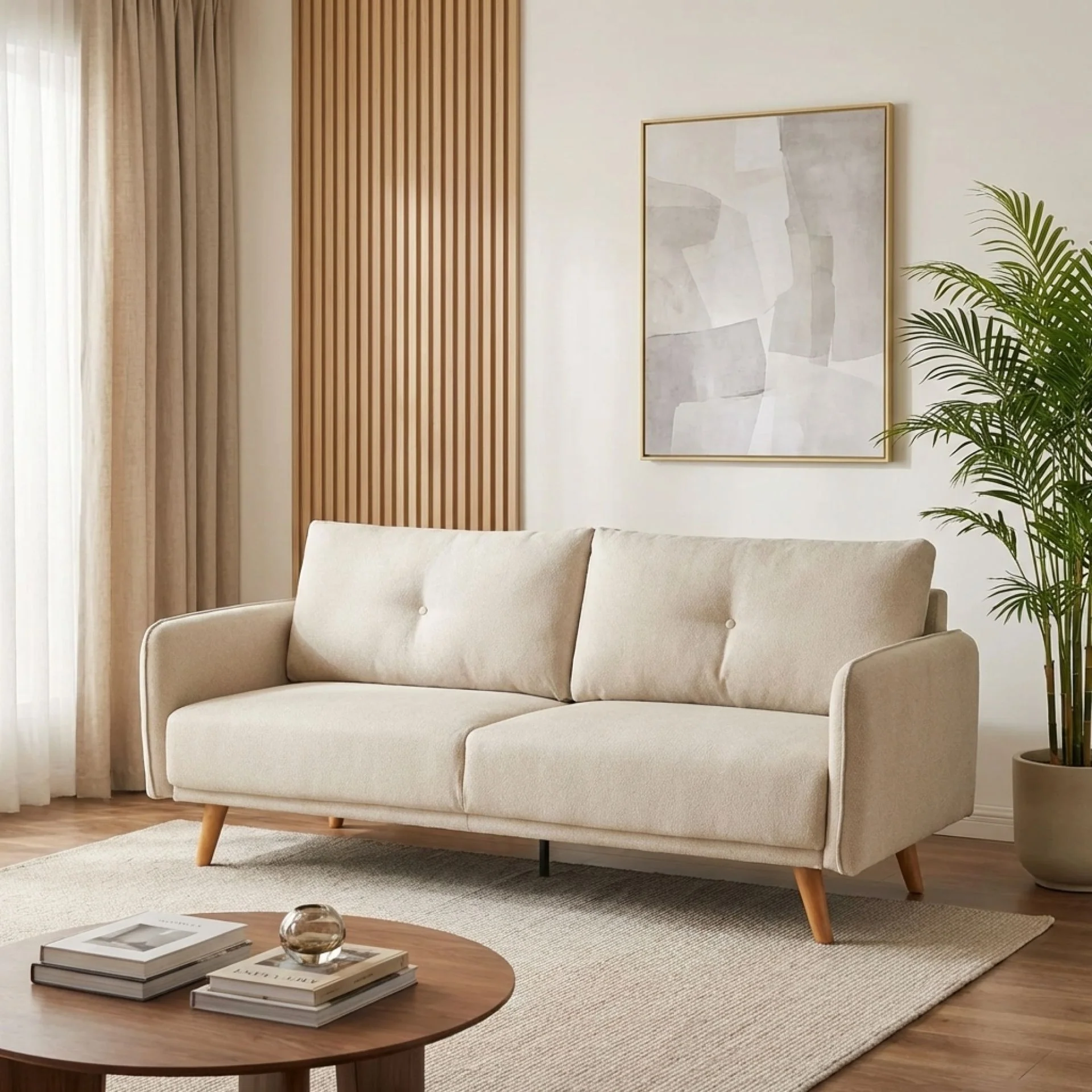 Harlan 3 Seater Sofa - Beige - Image 4