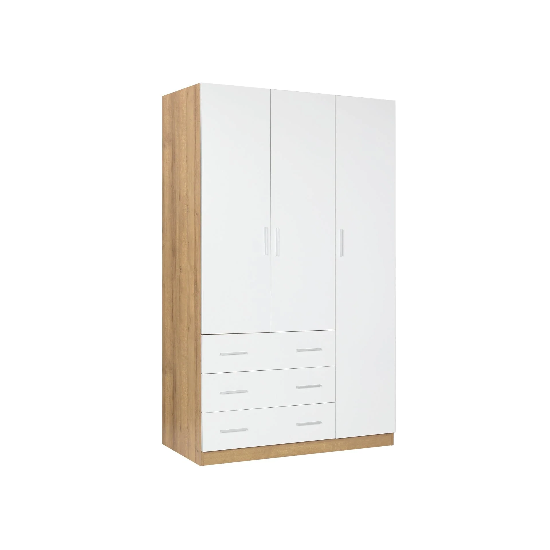 Harris 3 Door Wardrobe with 3 Drawers - Oak+White - Image 3