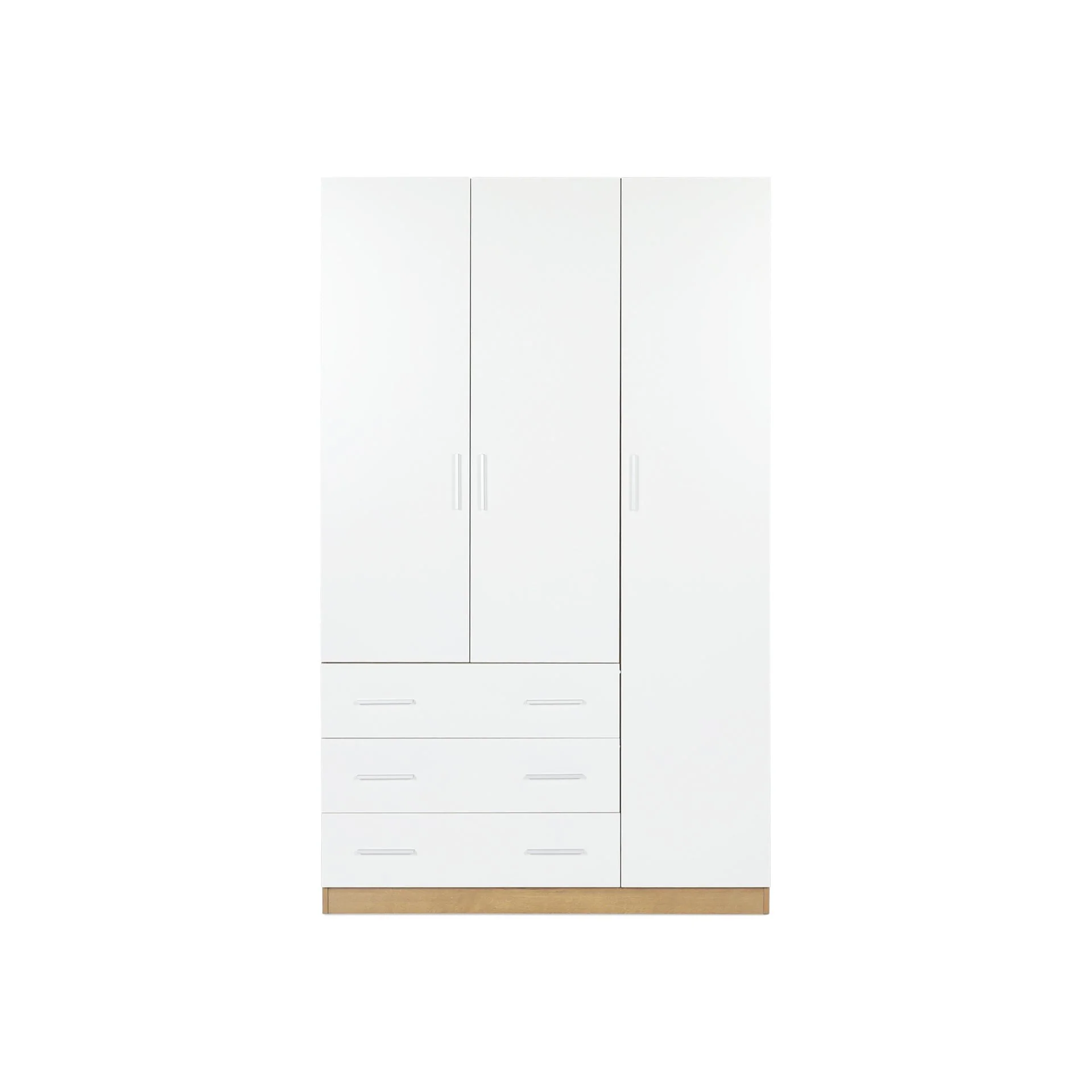 Harris 3 Door Wardrobe with 3 Drawers - Oak+White - Image 4