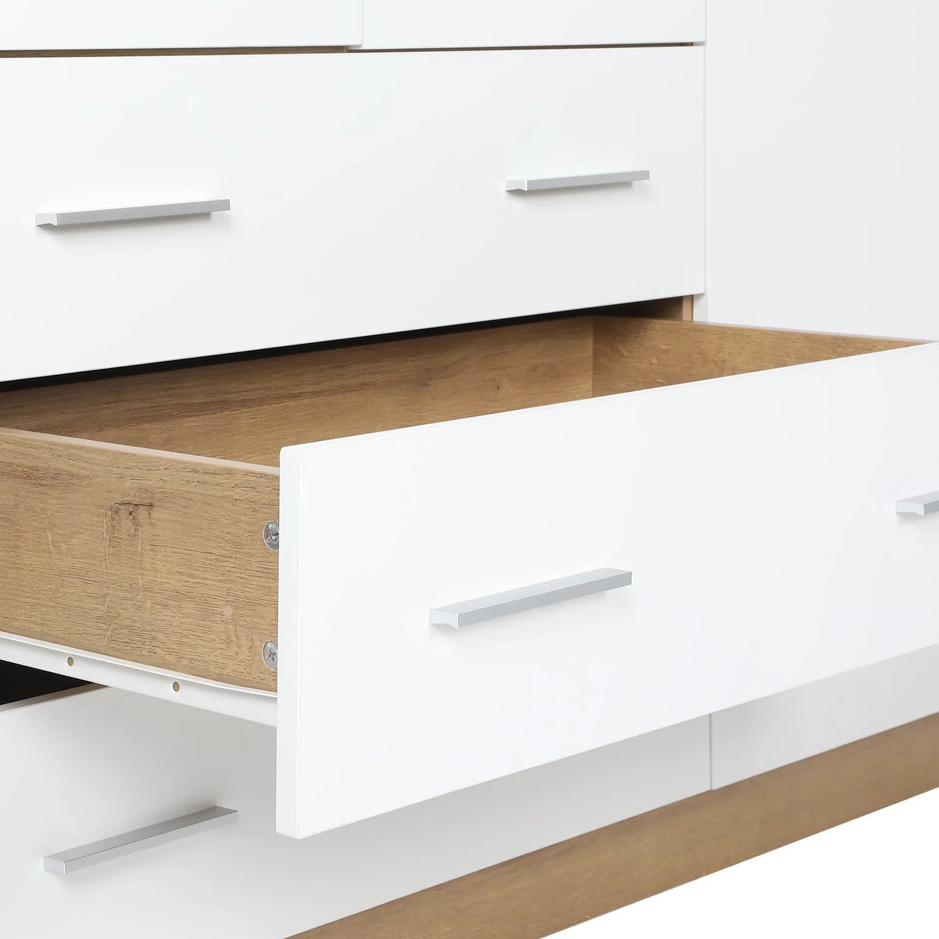 Harris 3 Door Wardrobe with 3 Drawers - Oak+White - Image 6