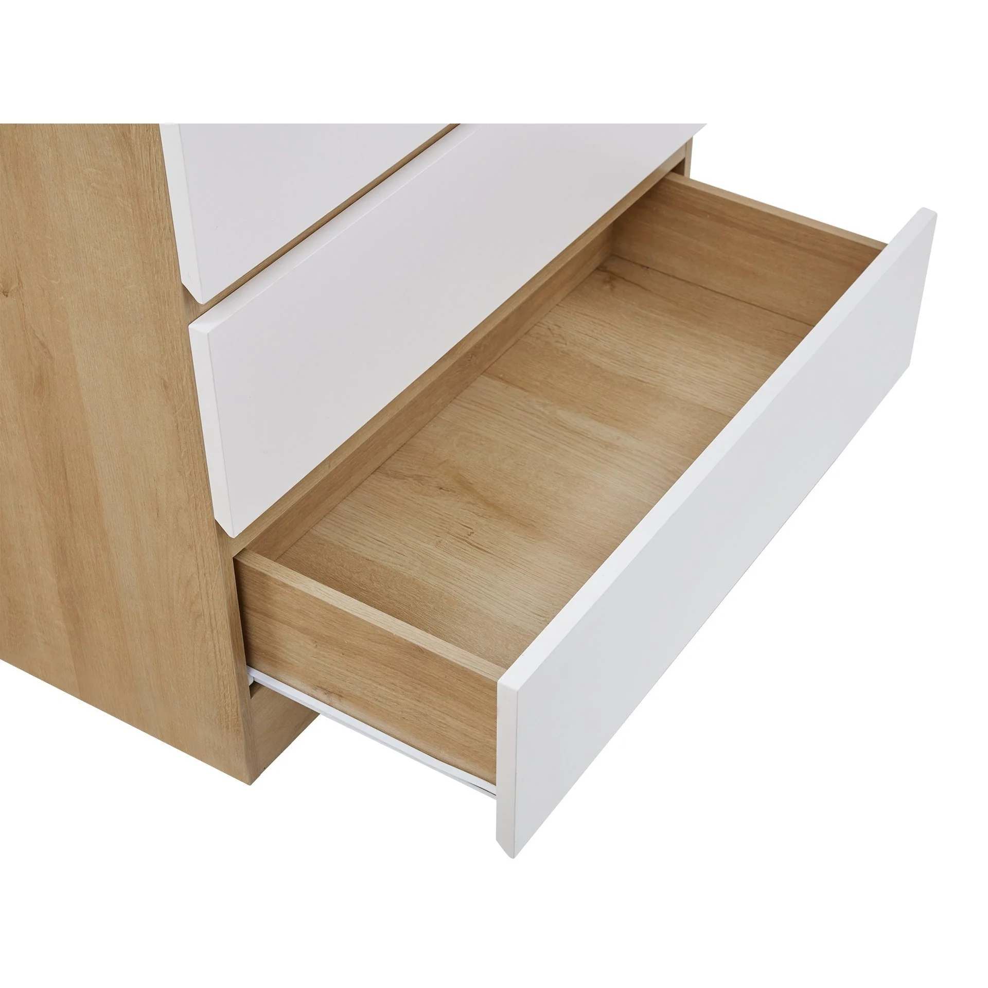 Harris 4 Drawers Tallboy - Oak + White - Image 8