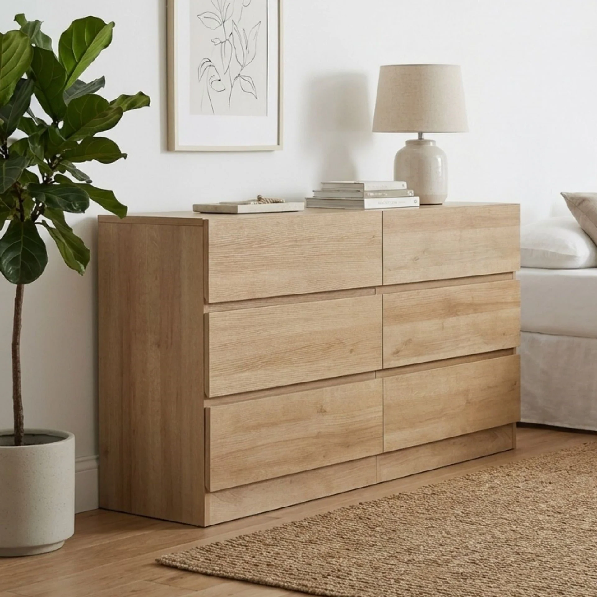 Harris 6 Drawers Low Boy - Oak - Image 2