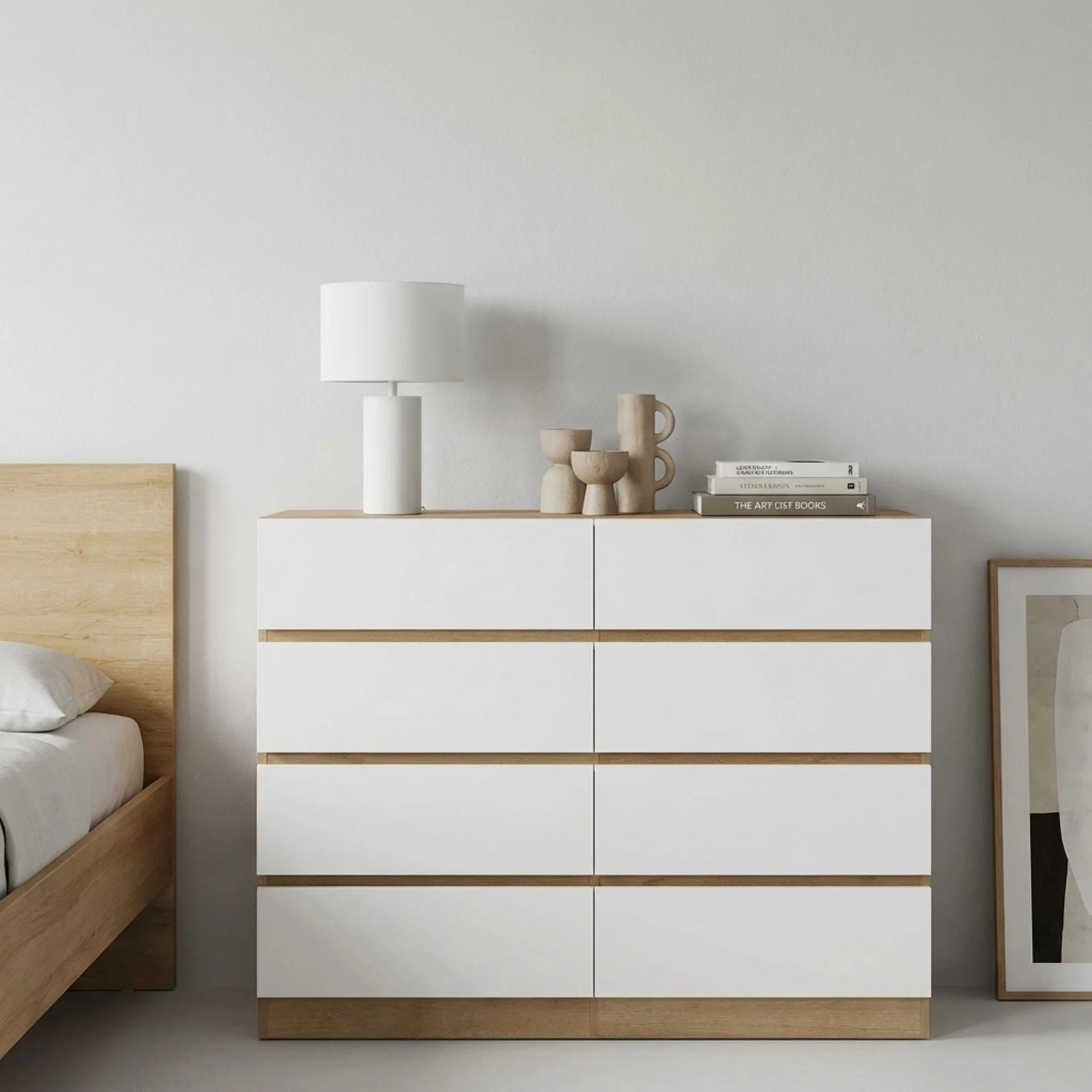 Harris 8 Drawers Low Boy - Oak + White - Image 6