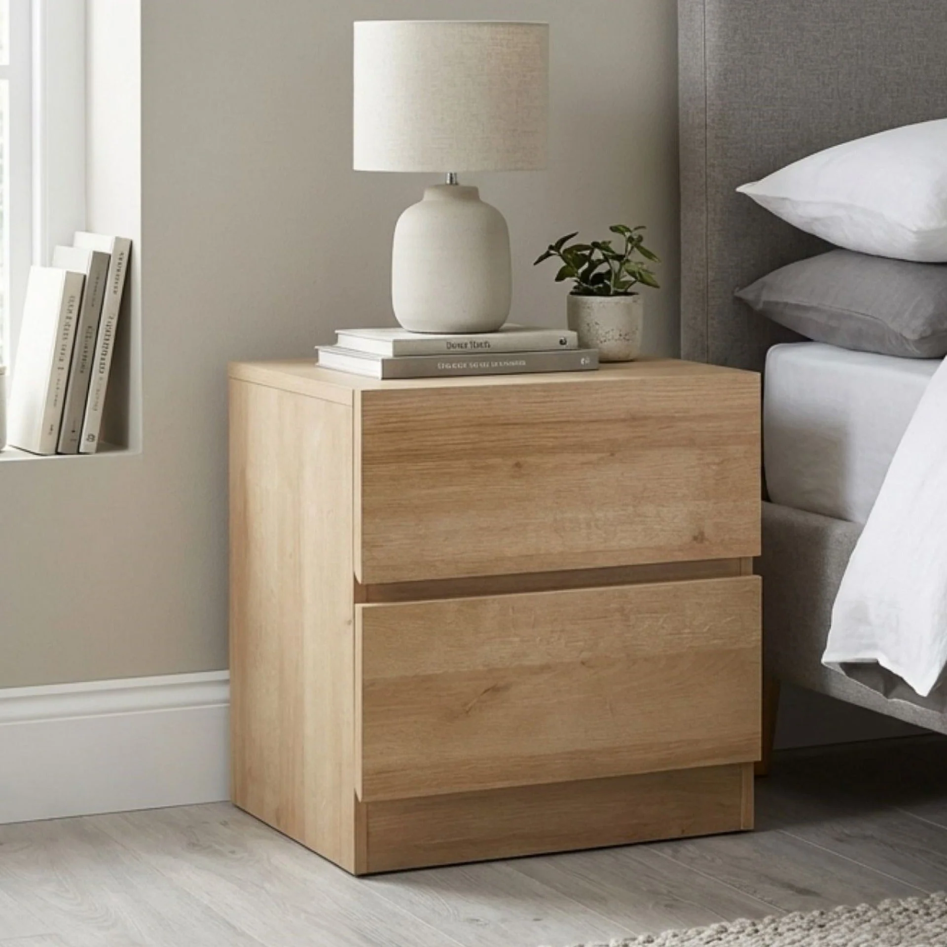 Harris Wooden Bedside Table - Oak - Image 3