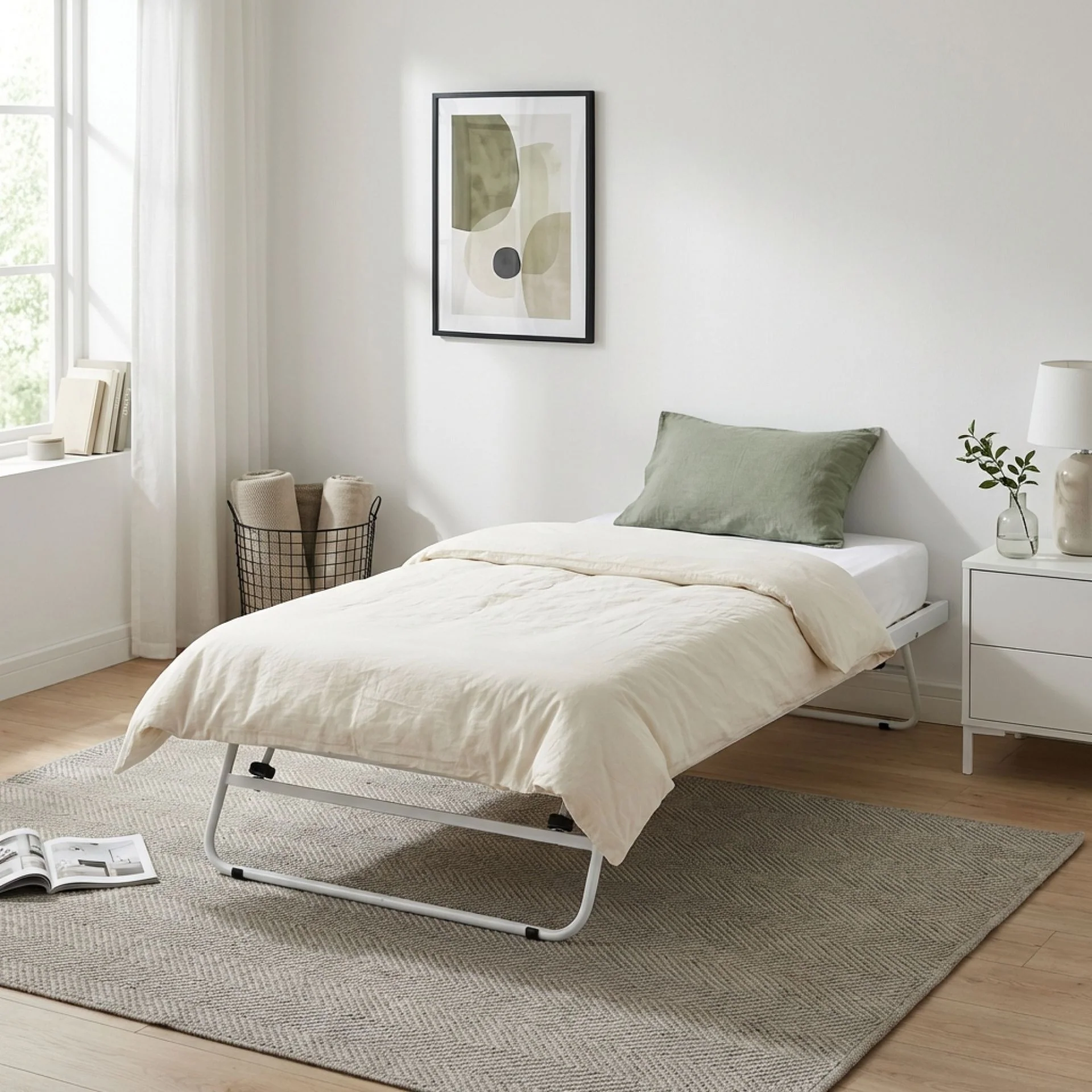 Hartz Single Pull Out Bed Frame - White - Image 4