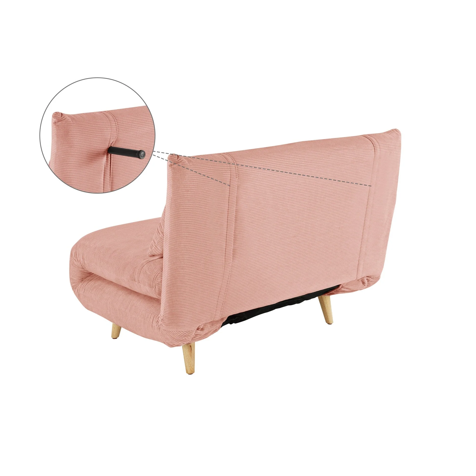 Hastings 1 Seater Fold-Out Sofa Bed - Pink - Image 10