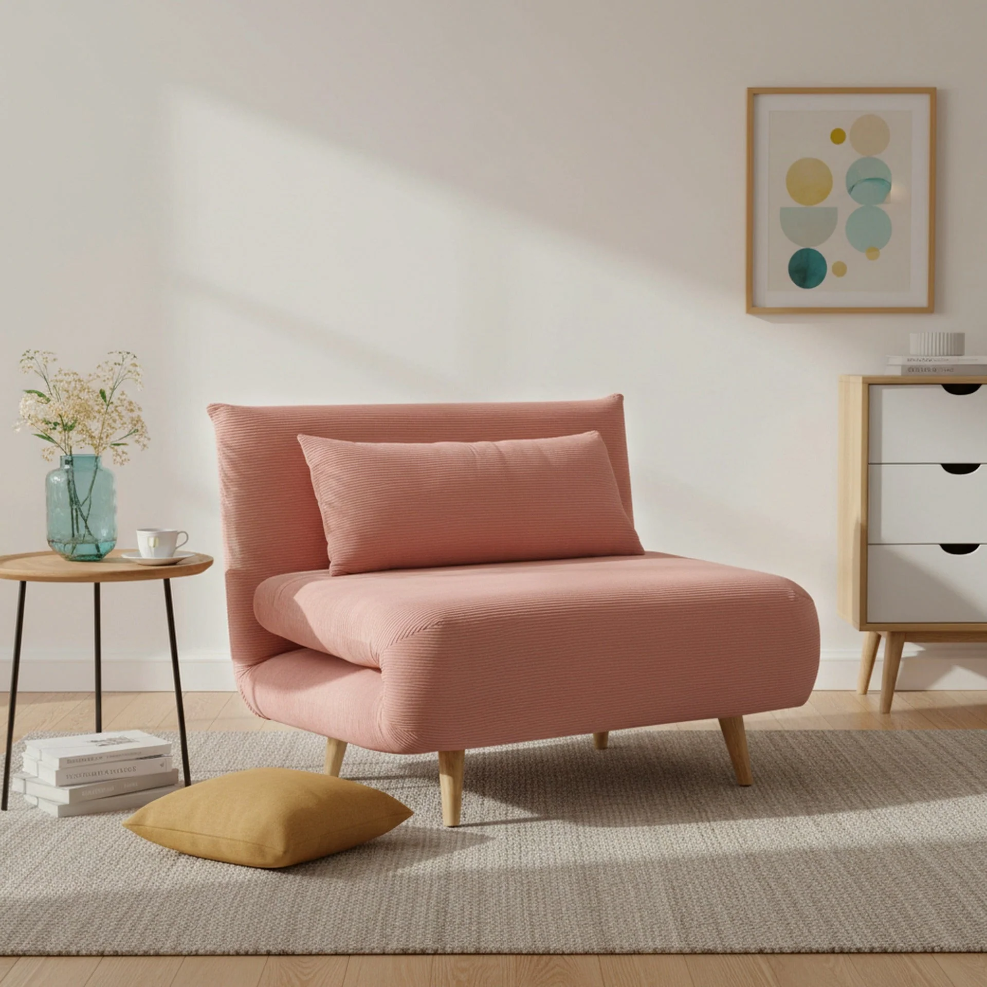 Hastings 1 Seater Fold-Out Sofa Bed - Pink - Image 3