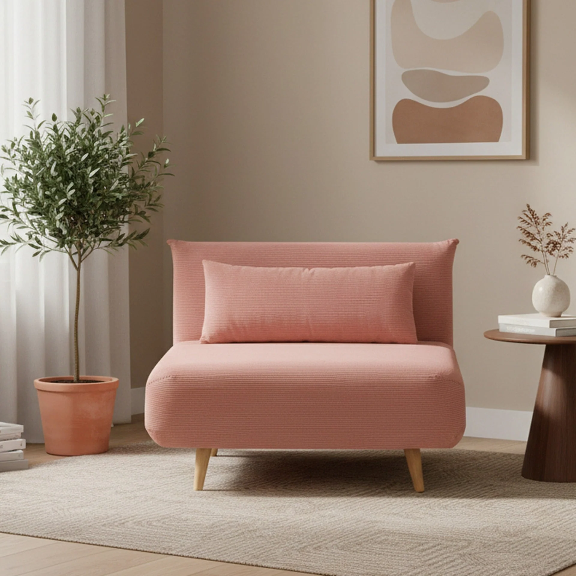 Hastings 1 Seater Fold-Out Sofa Bed - Pink - Image 4