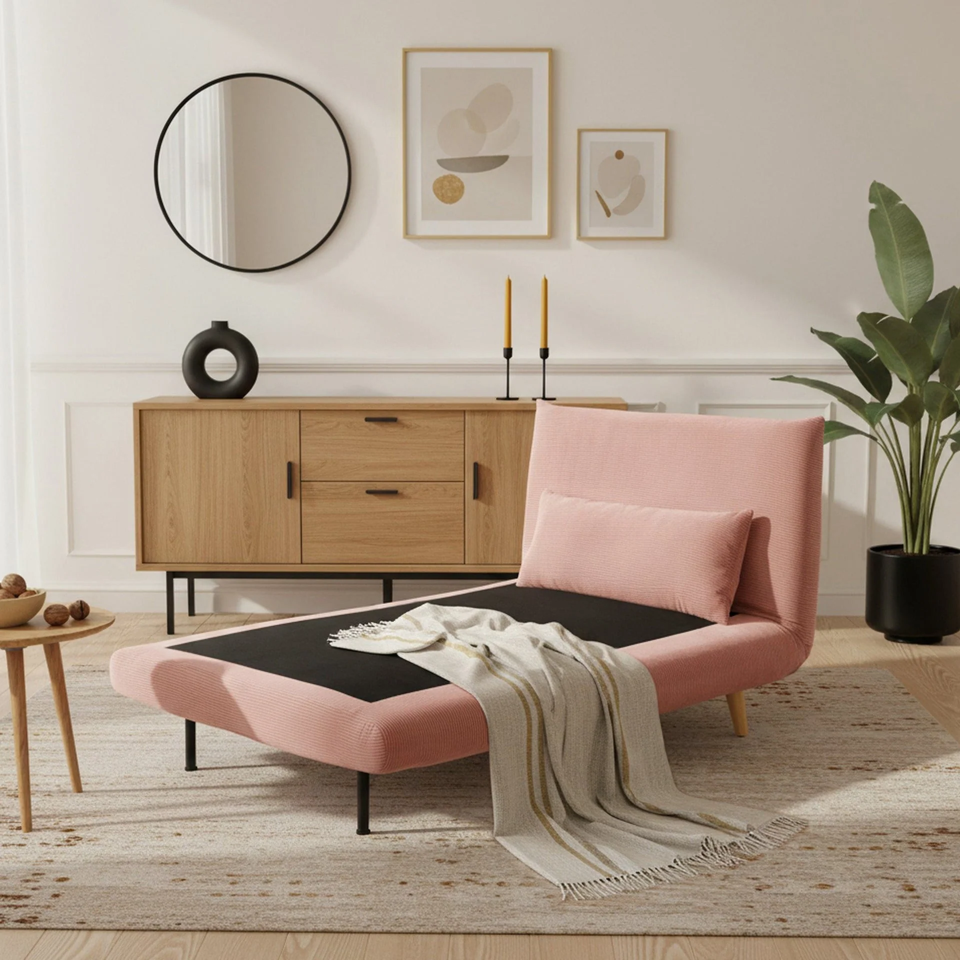 Hastings 1 Seater Fold-Out Sofa Bed - Pink - Image 5