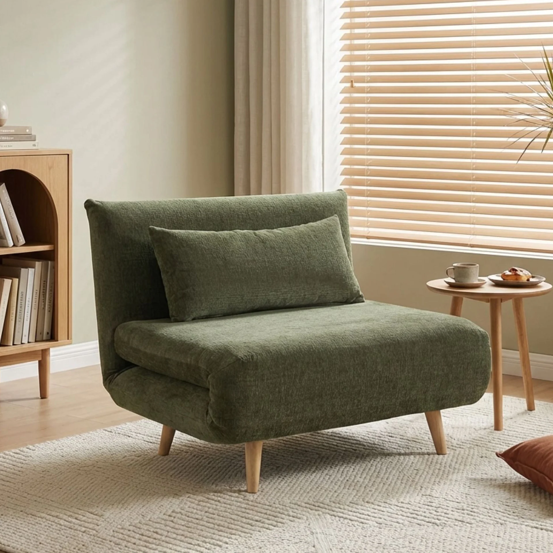 Hastings 1 Seater Fold-Out Sofa Bed - Green - Image 4