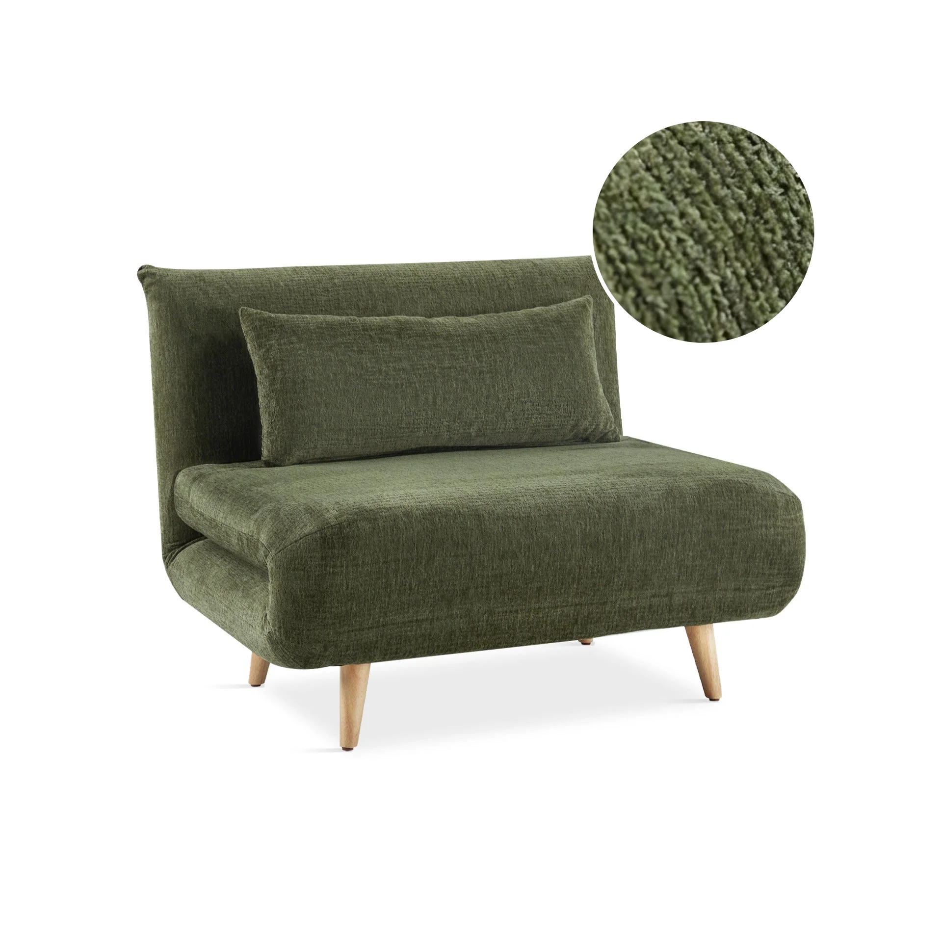 Hastings 1 Seater Fold-Out Sofa Bed - Green - Image 7