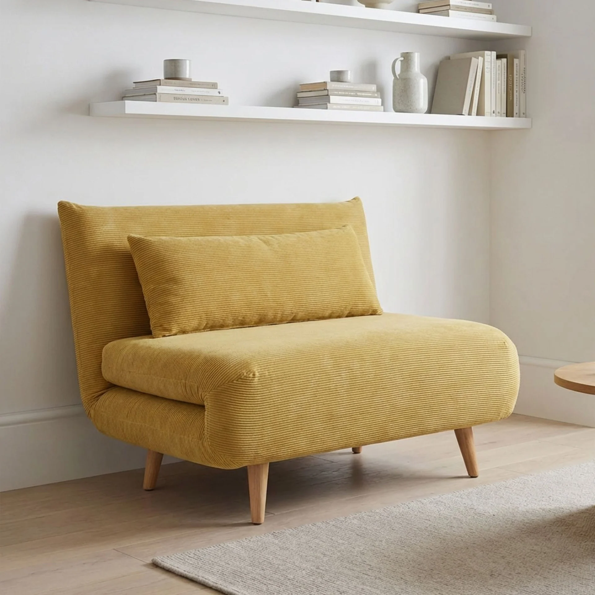 Hastings 1 Seater Fold-Out Sofa Bed - Yellow - Image 4