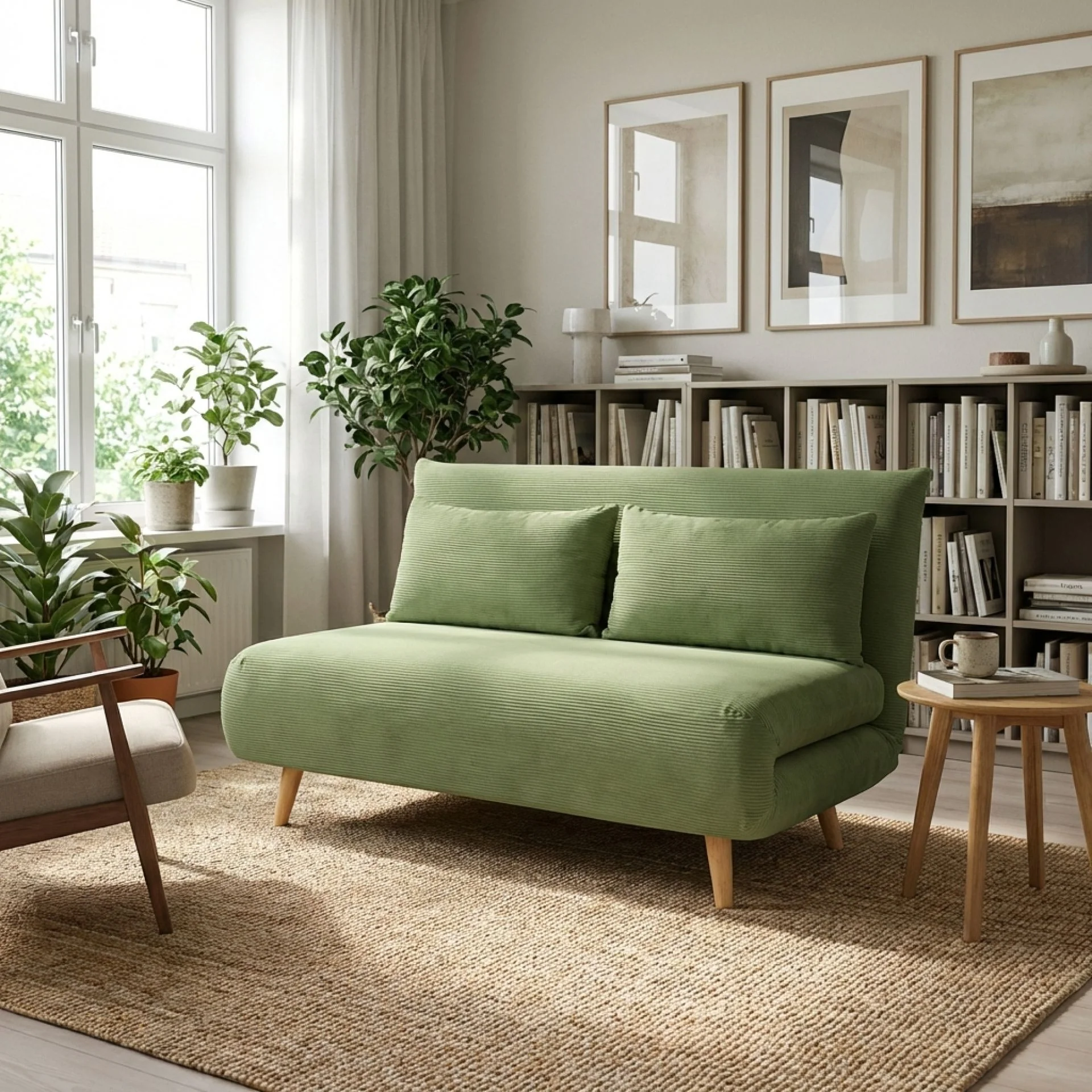 Hastings 2 Seater Fold-Out Sofa Bed - Olive - Image 11