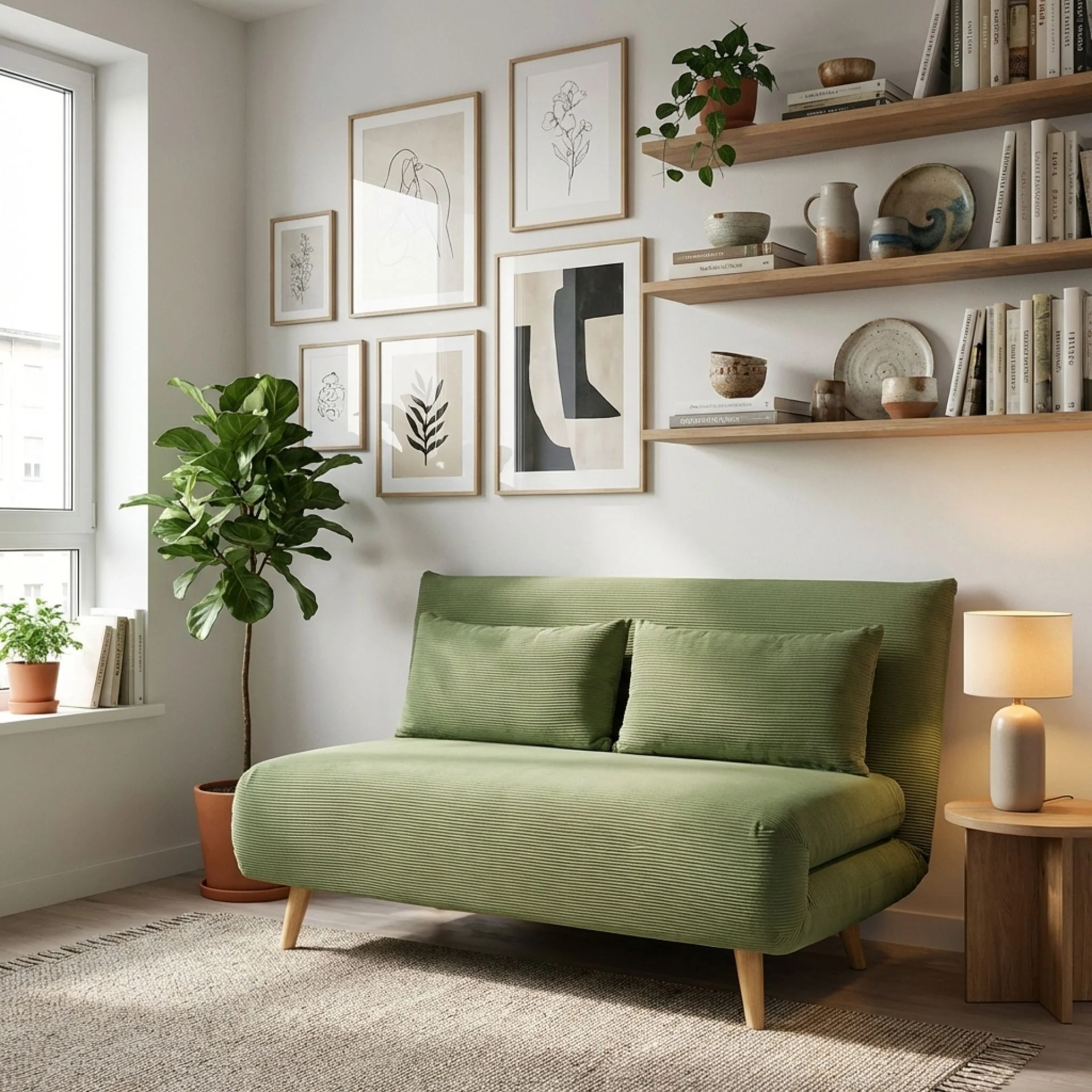 Hastings 2 Seater Fold-Out Sofa Bed - Olive - Image 13