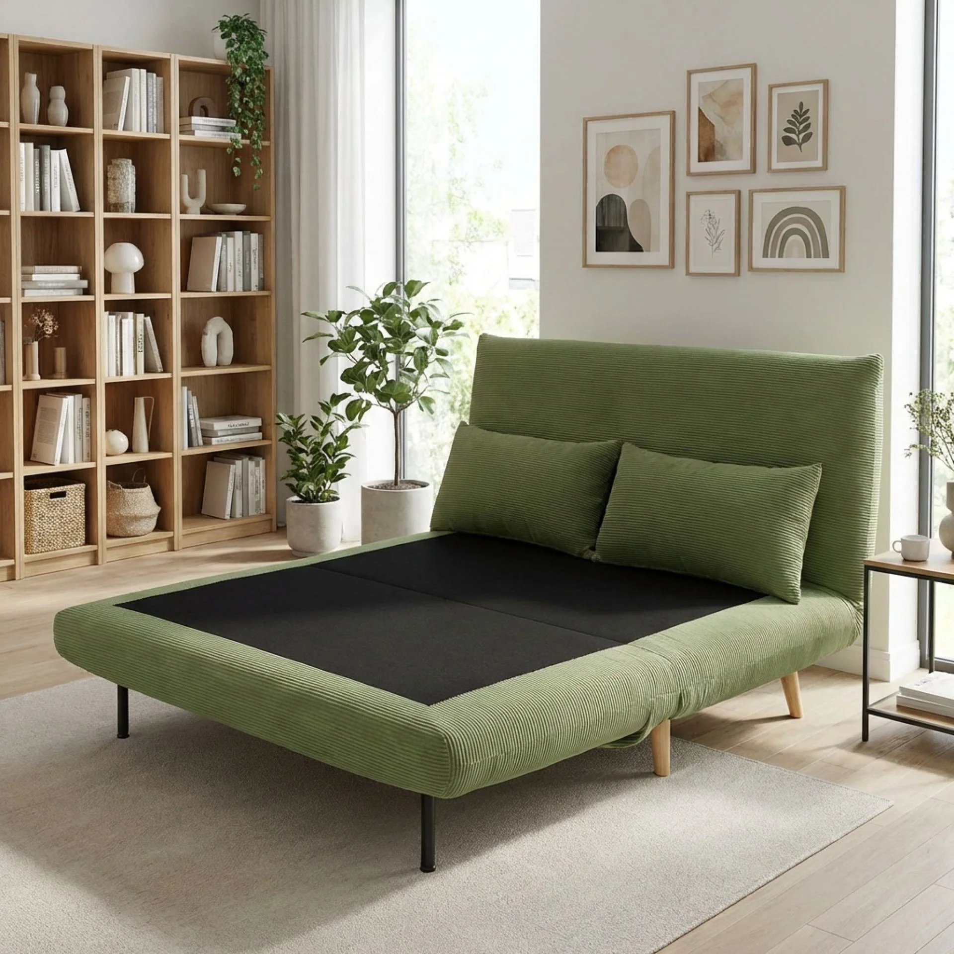 Hastings 2 Seater Fold-Out Sofa Bed - Olive - Image 14