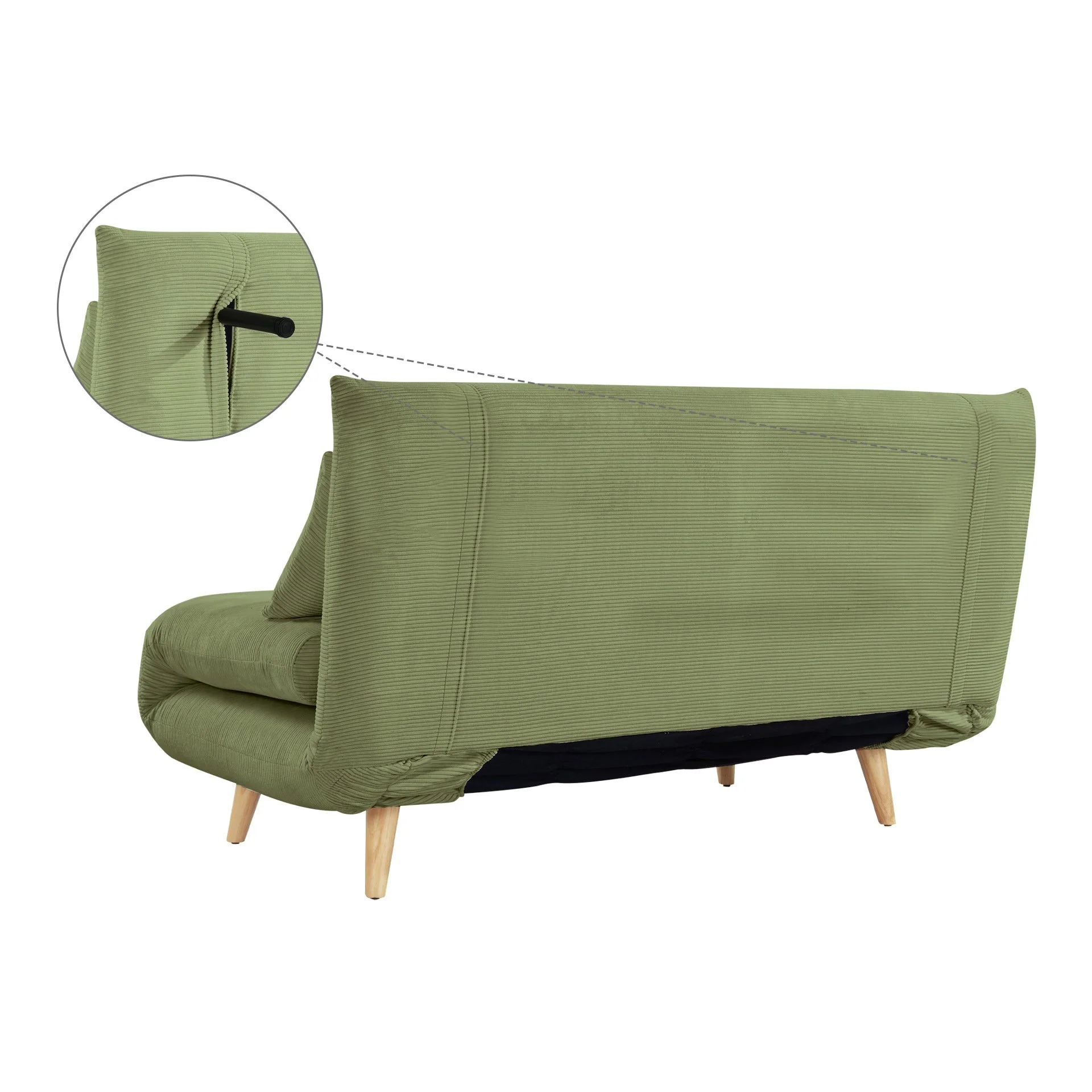 Hastings 2 Seater Fold-Out Sofa Bed - Olive - Image 17