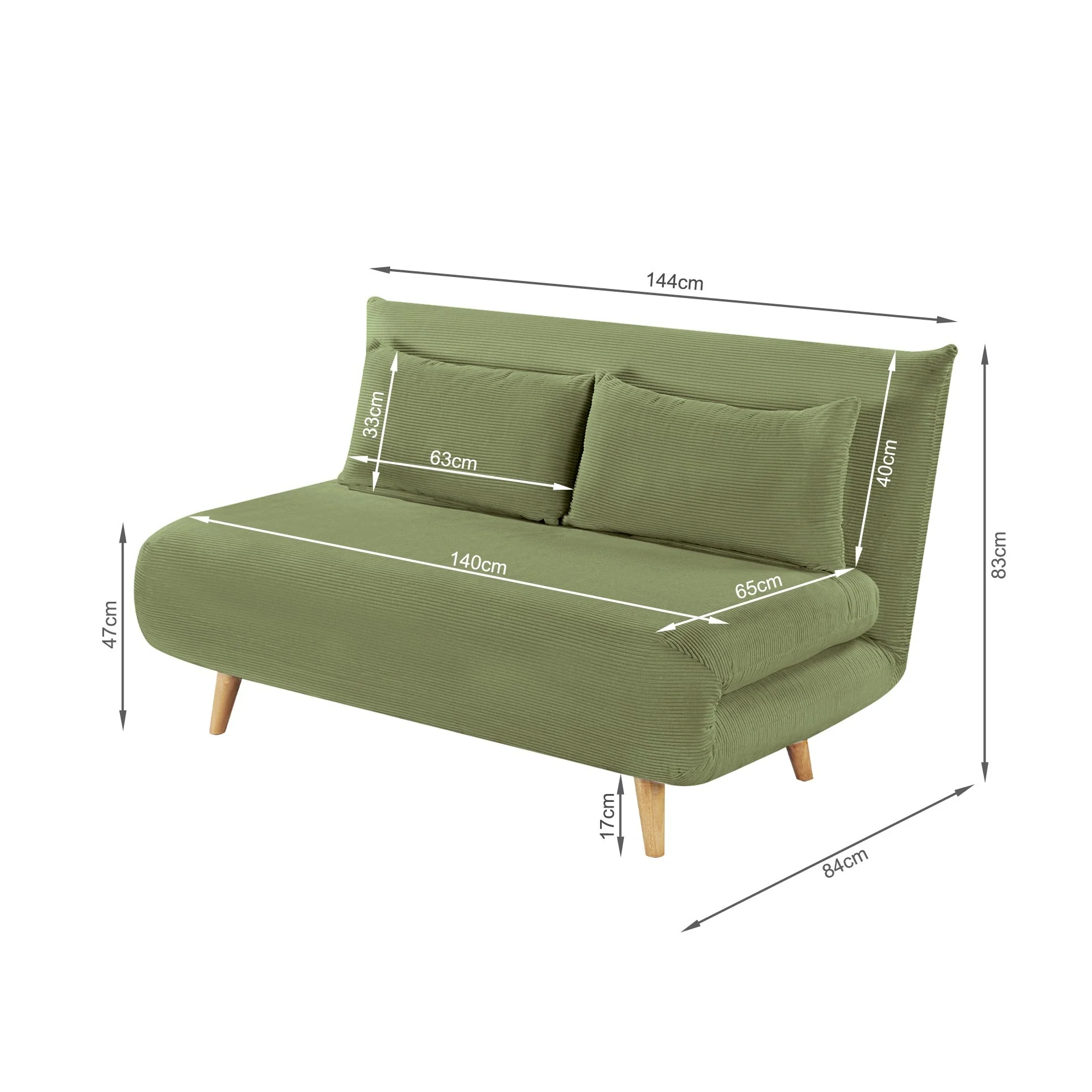 Hastings 2 Seater Fold-Out Sofa Bed - Olive - Image 22
