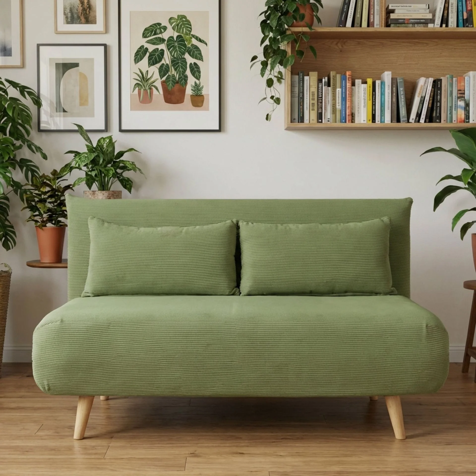 Hastings 2 Seater Fold-Out Sofa Bed - Olive - Image 3