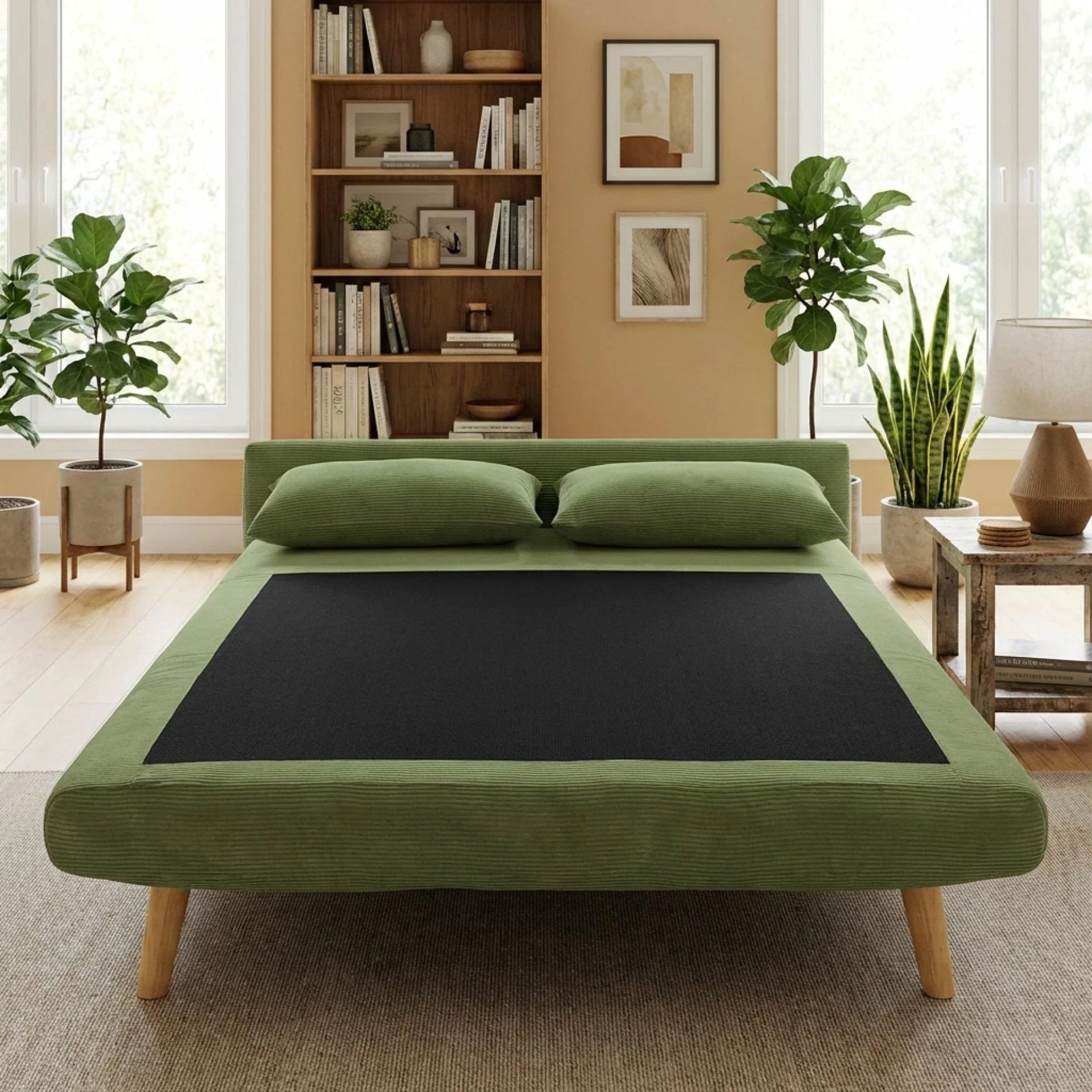 Hastings 2 Seater Fold-Out Sofa Bed - Olive - Image 4