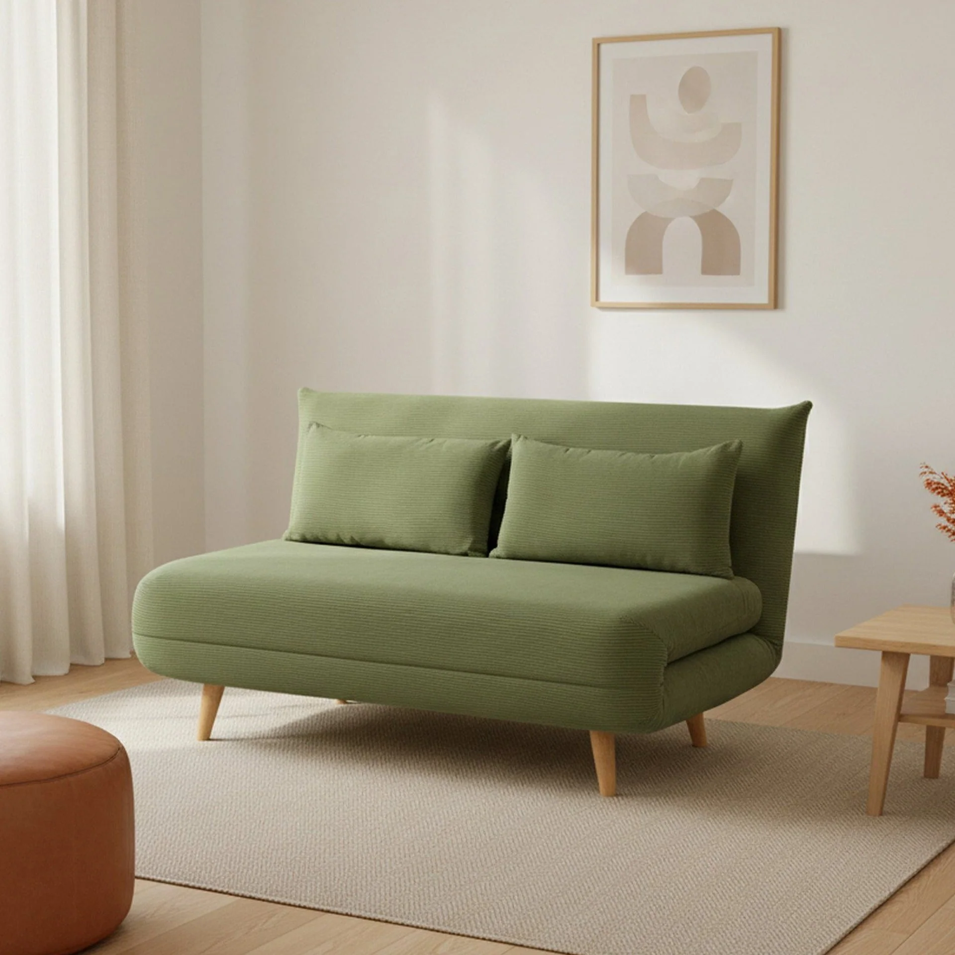Hastings 2 Seater Fold-Out Sofa Bed - Olive - Image 5