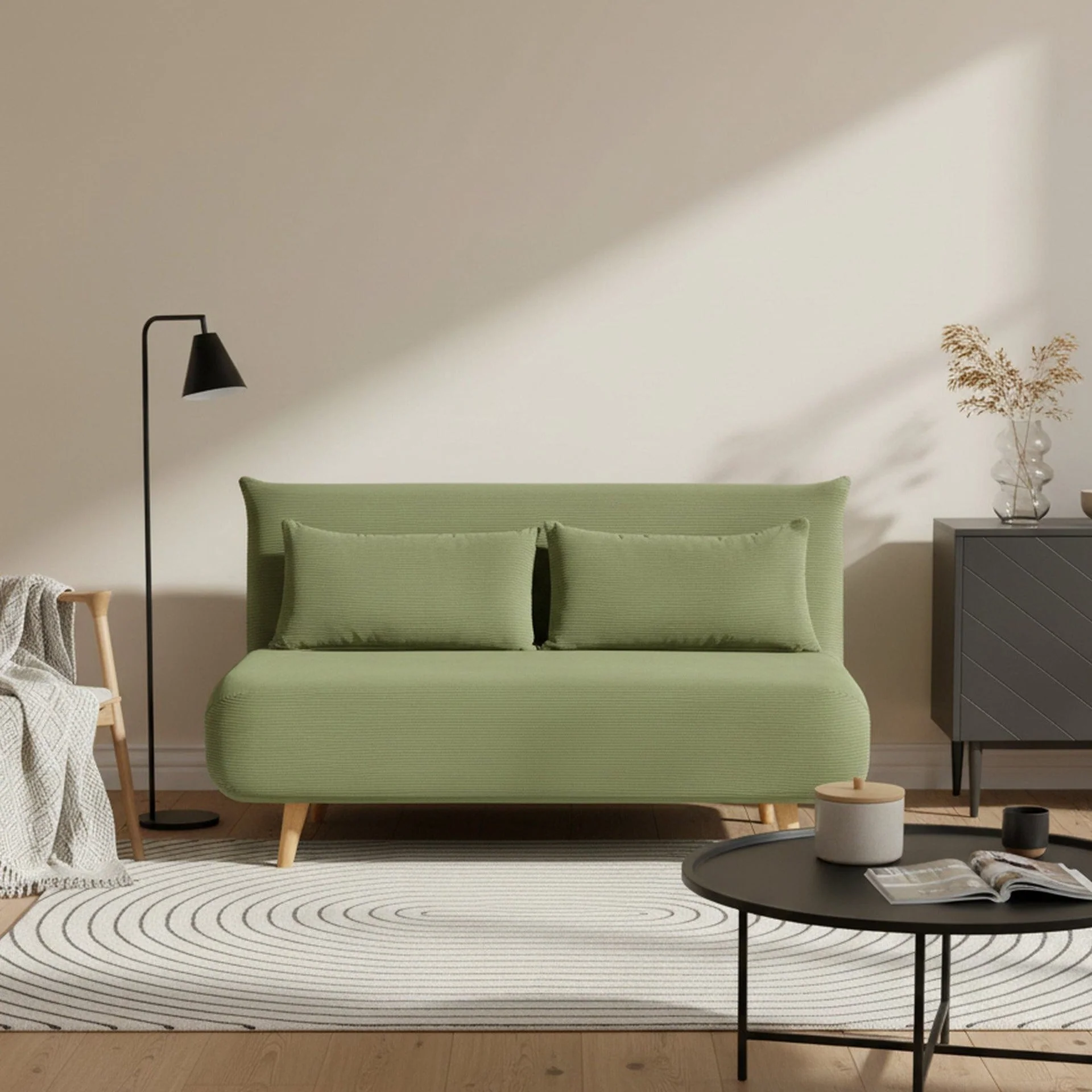 Hastings 2 Seater Fold-Out Sofa Bed - Olive - Image 6