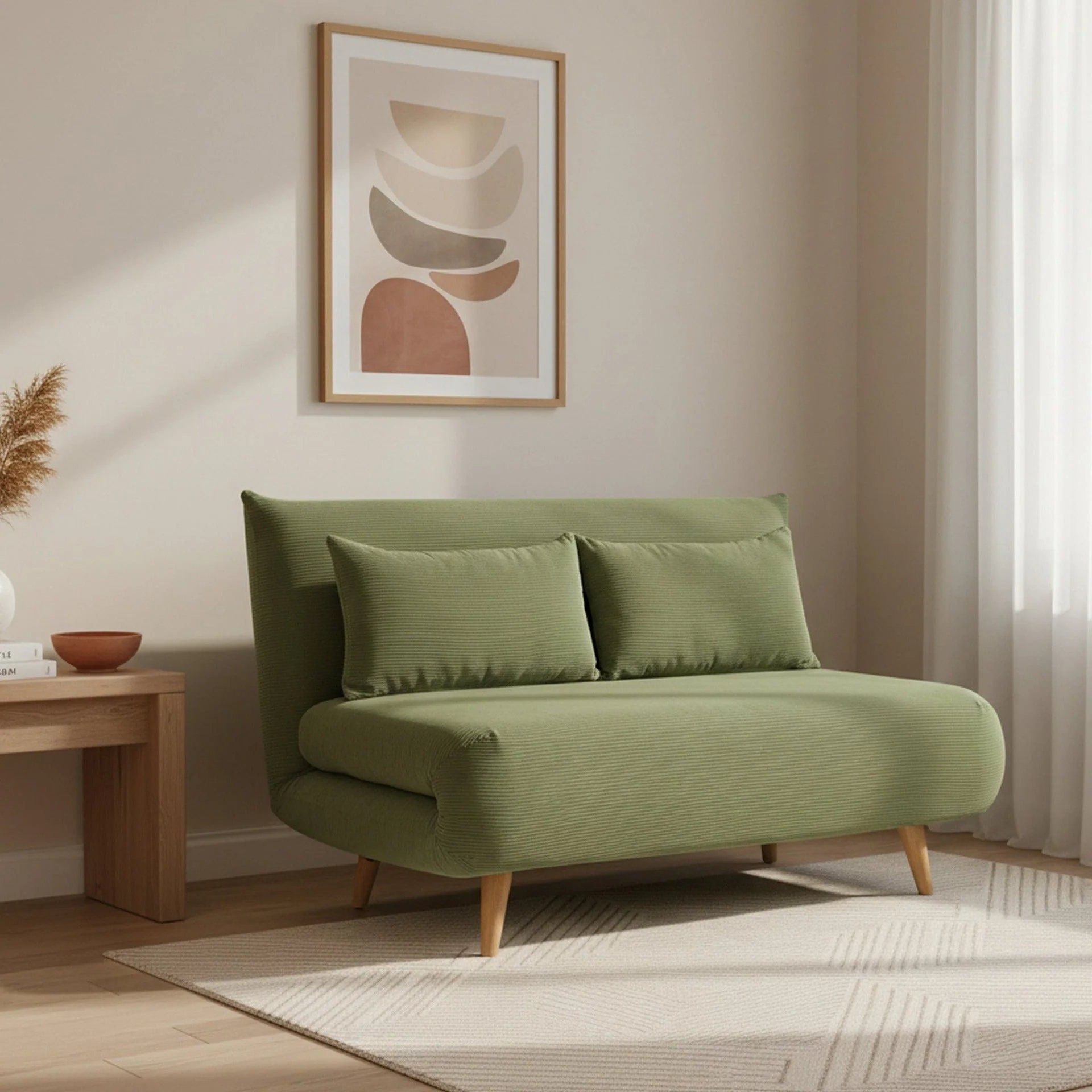 Hastings 2 Seater Fold-Out Sofa Bed - Olive - Image 7