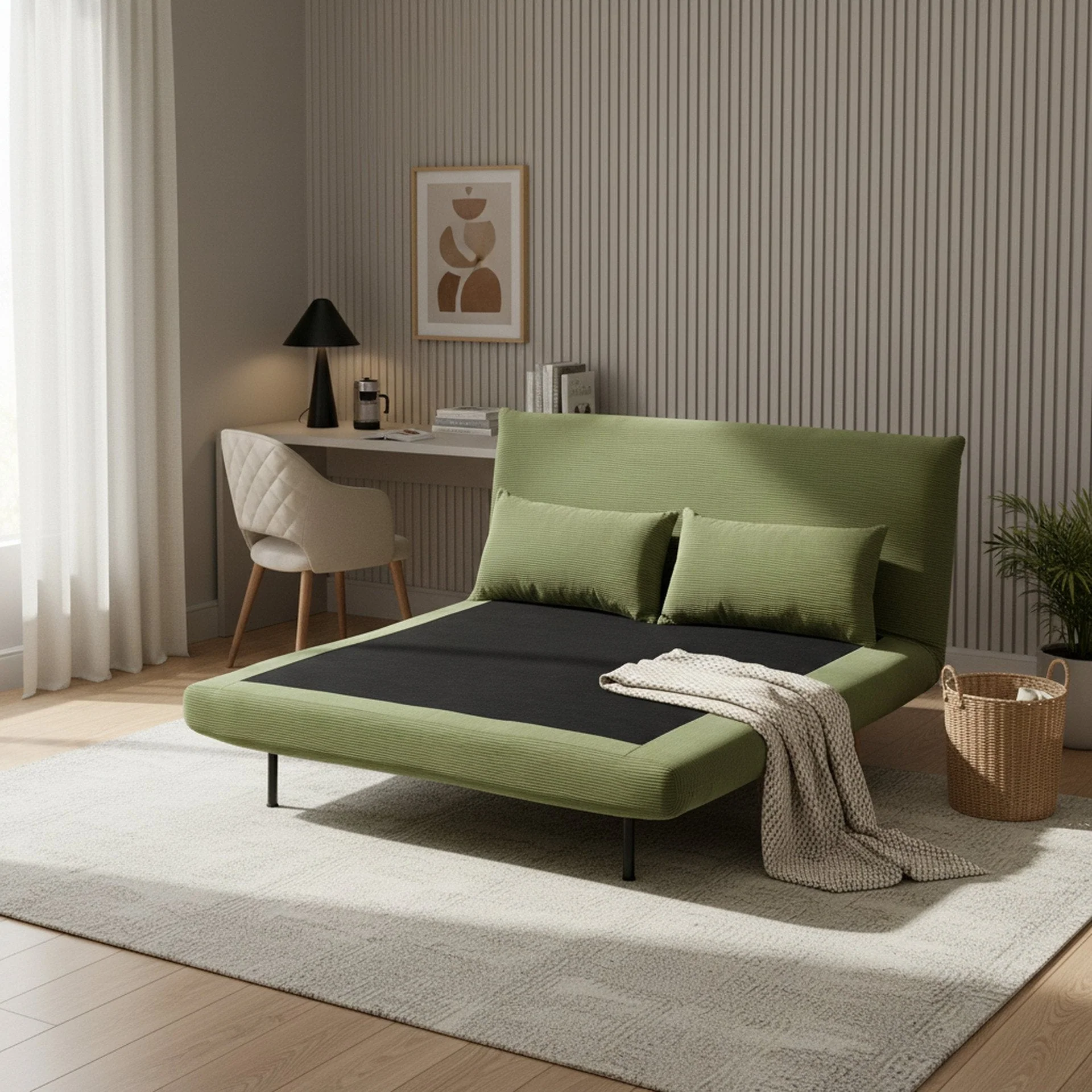 Hastings 2 Seater Fold-Out Sofa Bed - Olive - Image 8