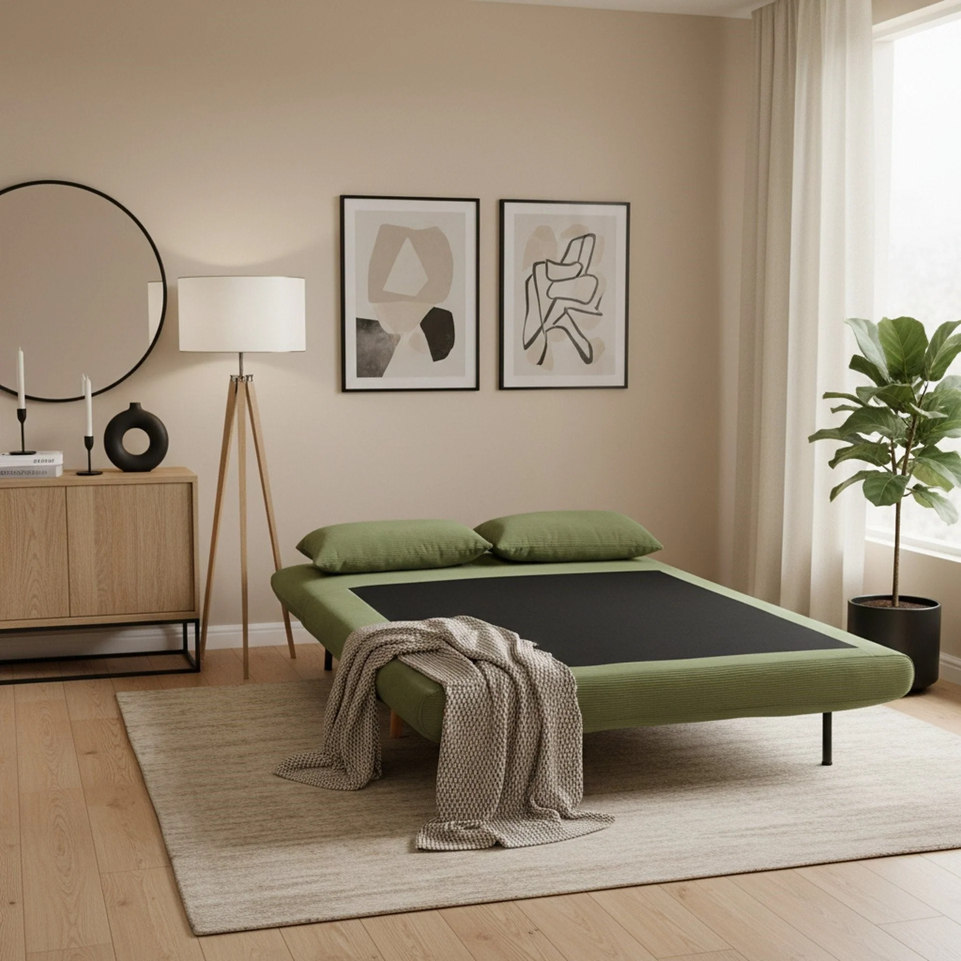Hastings 2 Seater Fold-Out Sofa Bed - Olive - Image 9
